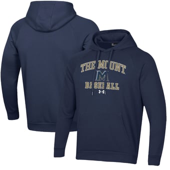 Men's Under Armour  Navy Mount St. Mary's Mountaineers All Day Arch Fleece Baseball Raglan Pullover Hoodie