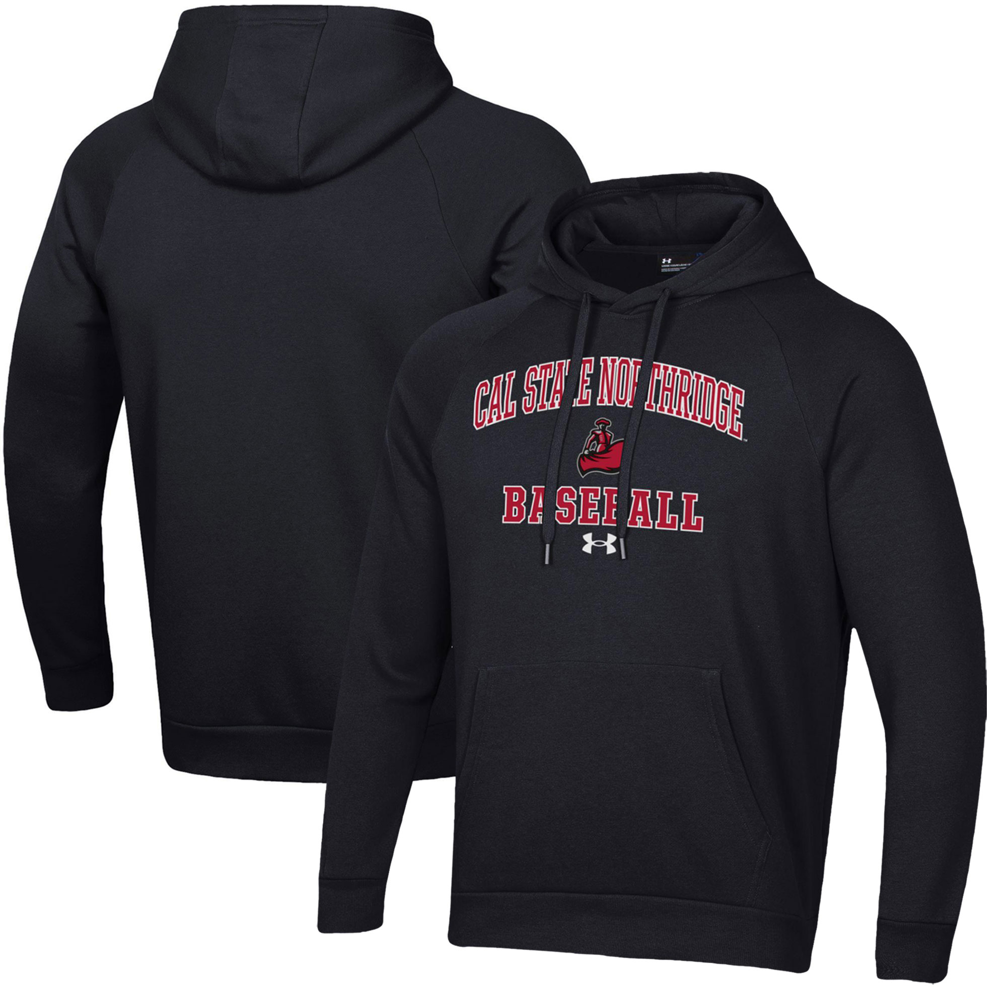 Men’s Under Armour Black Cal State Northridge Matadors All Day Arch Fleece Baseball Raglan Pullover Hoodie Men’s Under Armour Black Cal State Northridge Matadors All Day Arch Fleece Baseball Raglan Pullover Hoodie