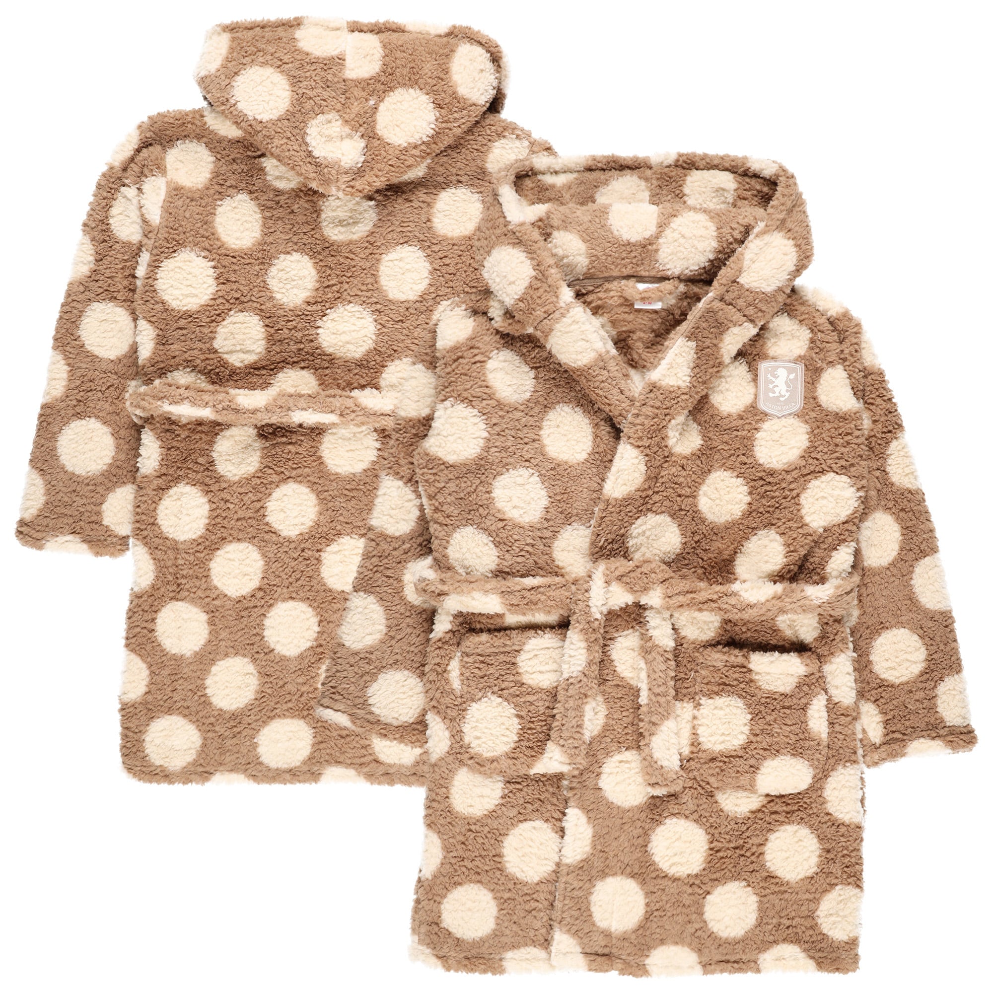 Aston Villa Polka Dot Fleece Hooded Robe - Beige - Womens