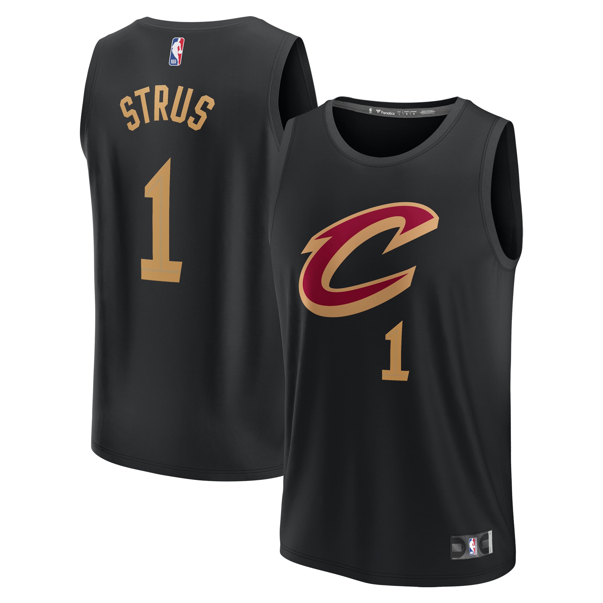 Men's Fanatics Max Strus Black Cleveland Cavaliers Fast Break Replica Player Jersey - Statement Edition