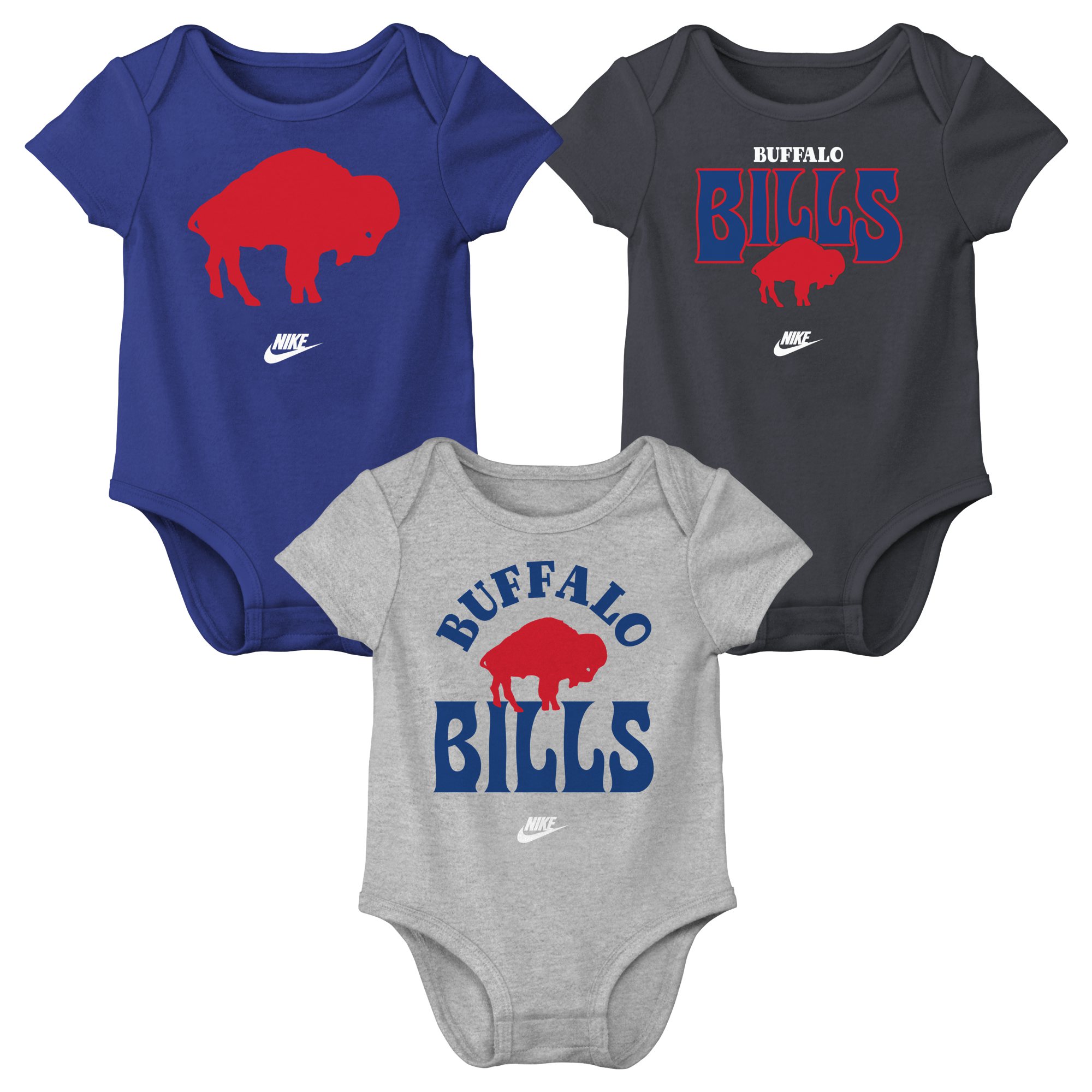 Newborn & Infant Nike Buffalo Bills Rewind Bodysuit Three-Pack