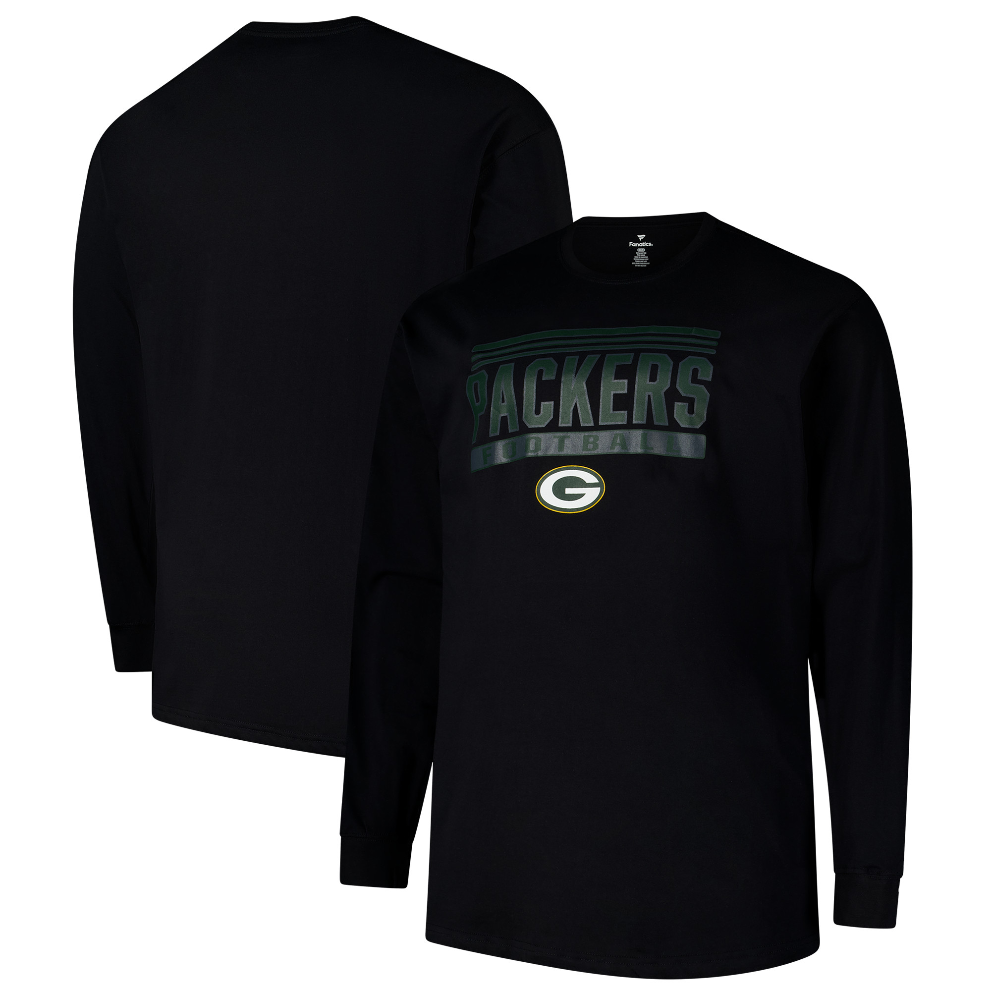 Men's Profile Black Green Bay Packers Big & Tall Pop Long Sleeve T-Shirt