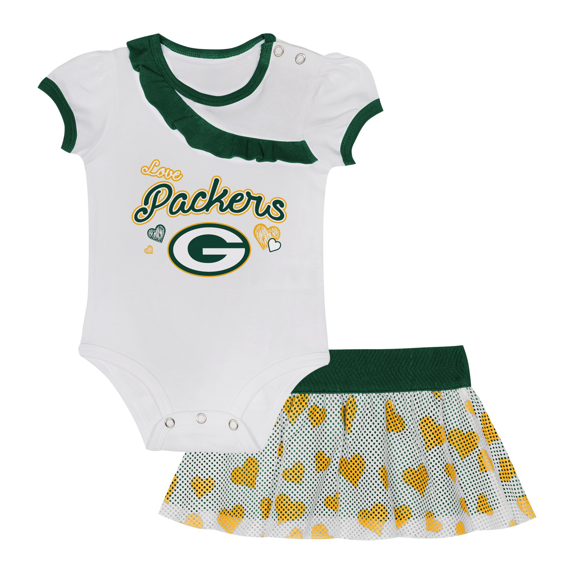 Newborn & Infant Green Bay Packers Love My Team Bodysuit & Skirt Set
