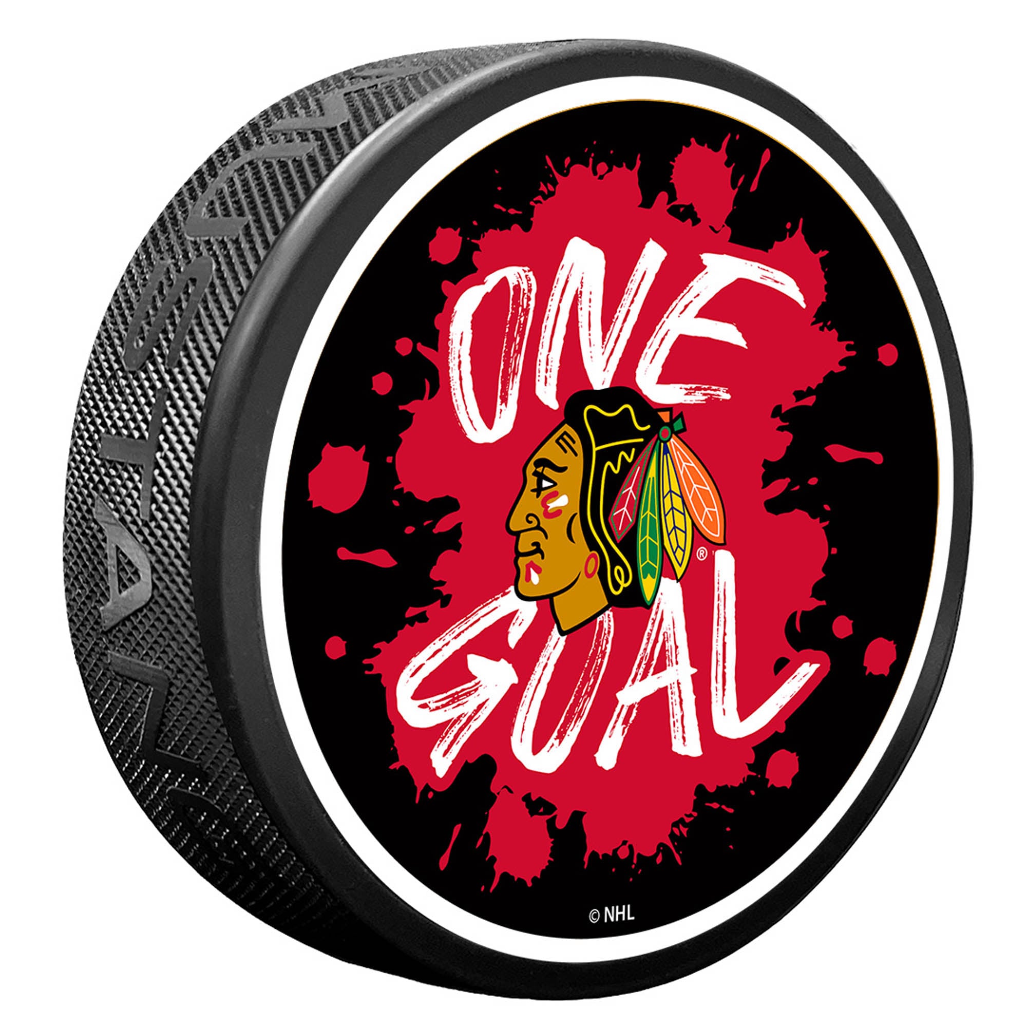 Chicago Blackhawks Slogan Hockey Puck