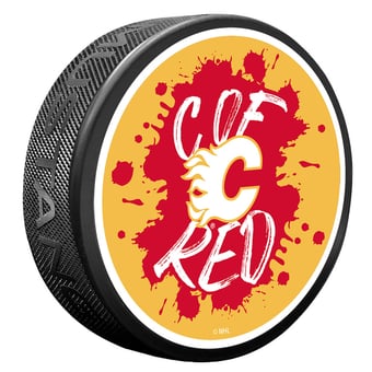 Calgary Flames Slogan Hockey Puck