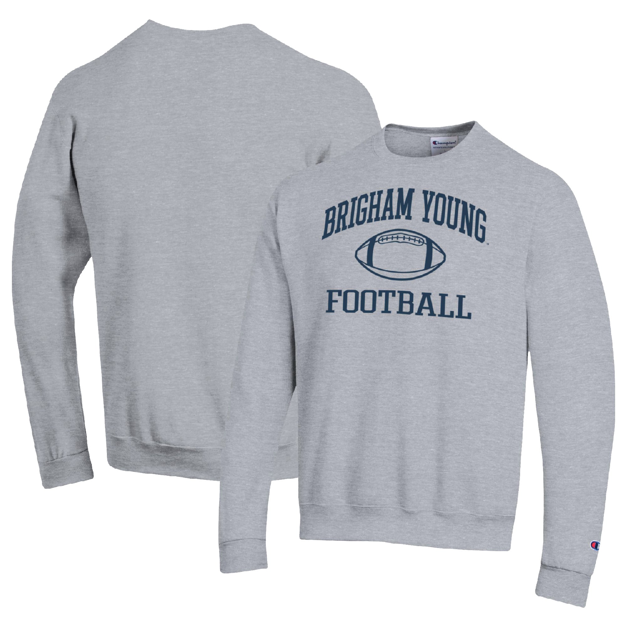 Men's Champion Heather Gray BYU Cougars Football Icon Pullover Sweatshirt