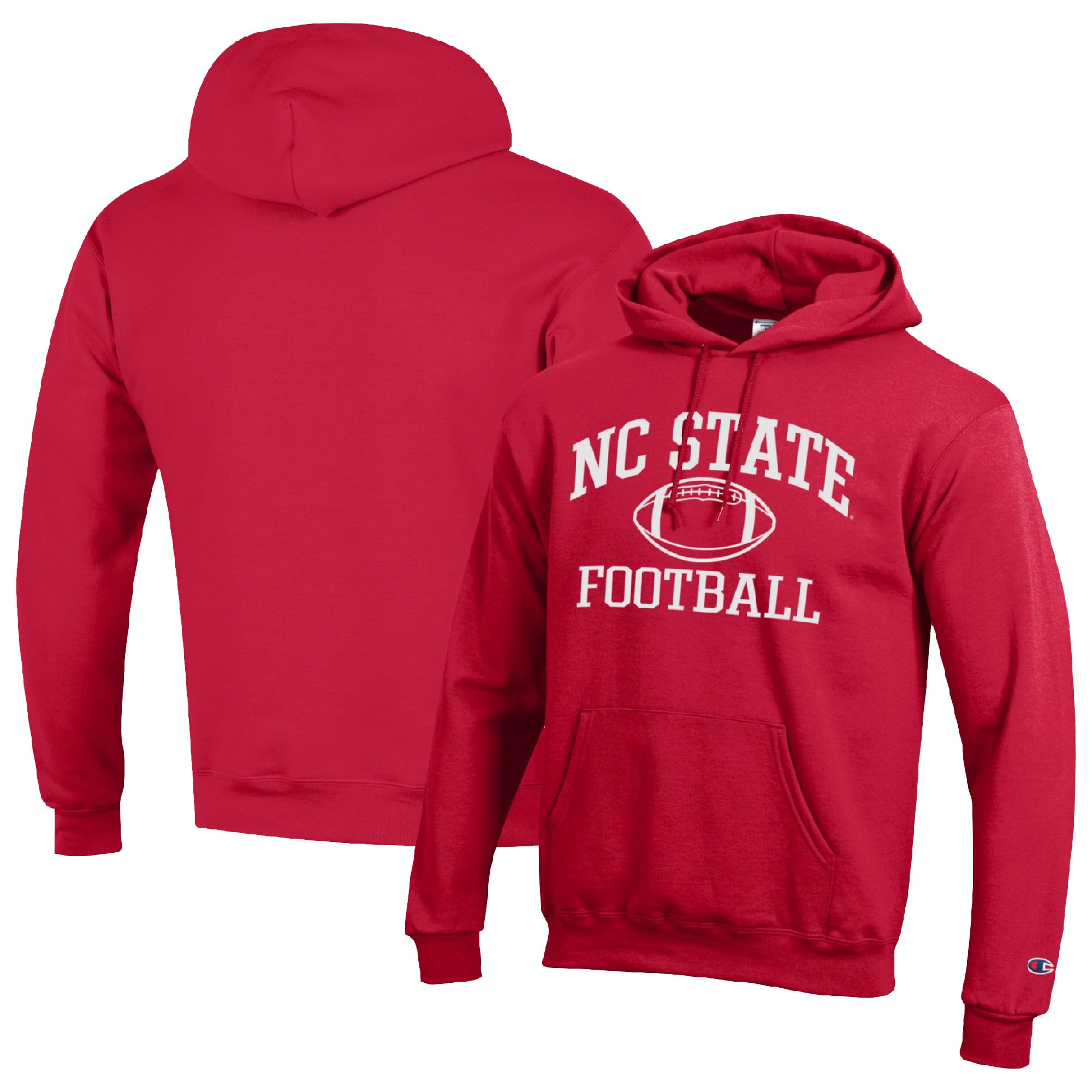 Men's Champion Red NC State Wolfpack Football Icon Pullover Hoodie