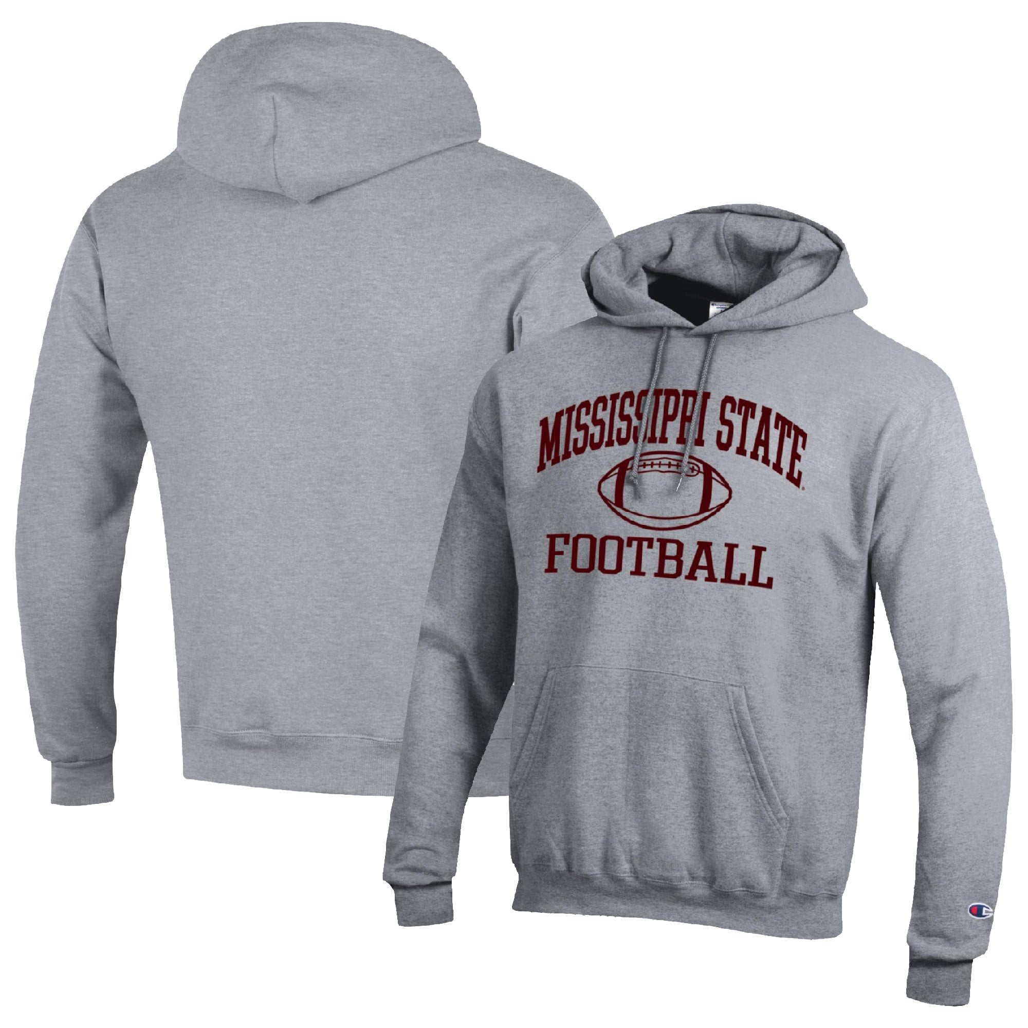 Men's Champion Heather Gray Mississippi State Bulldogs Football Icon Pullover Hoodie