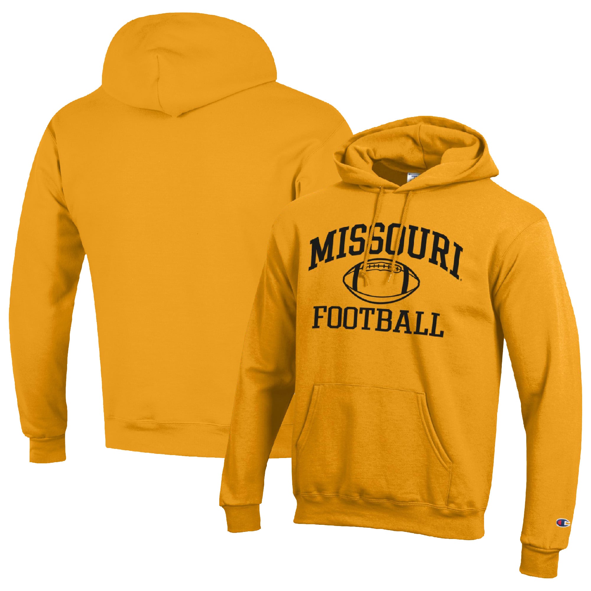 Men's Champion Gold Missouri Tigers Football Icon Pullover Hoodie