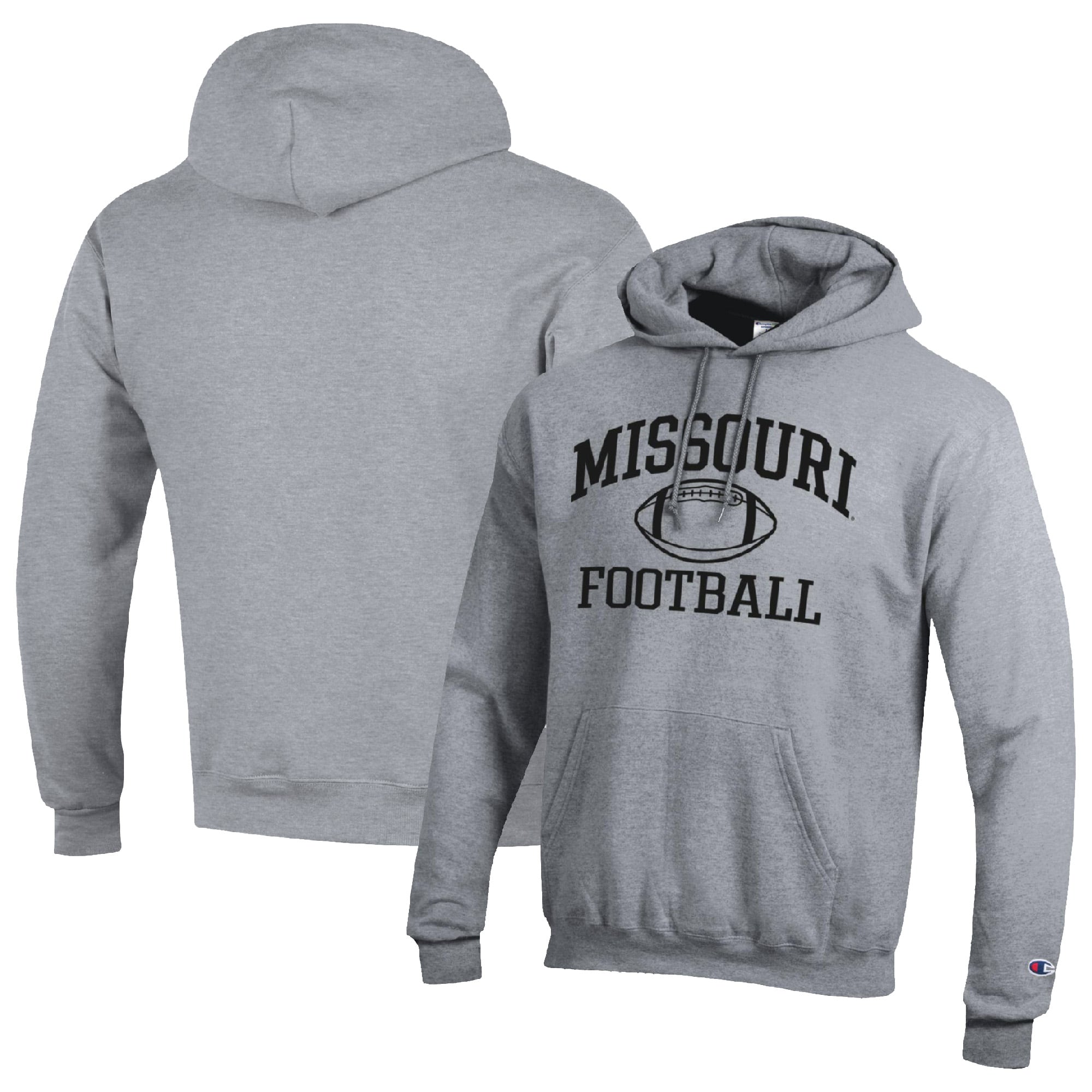 Men's Champion Heather Gray Missouri Tigers Football Icon Pullover Hoodie