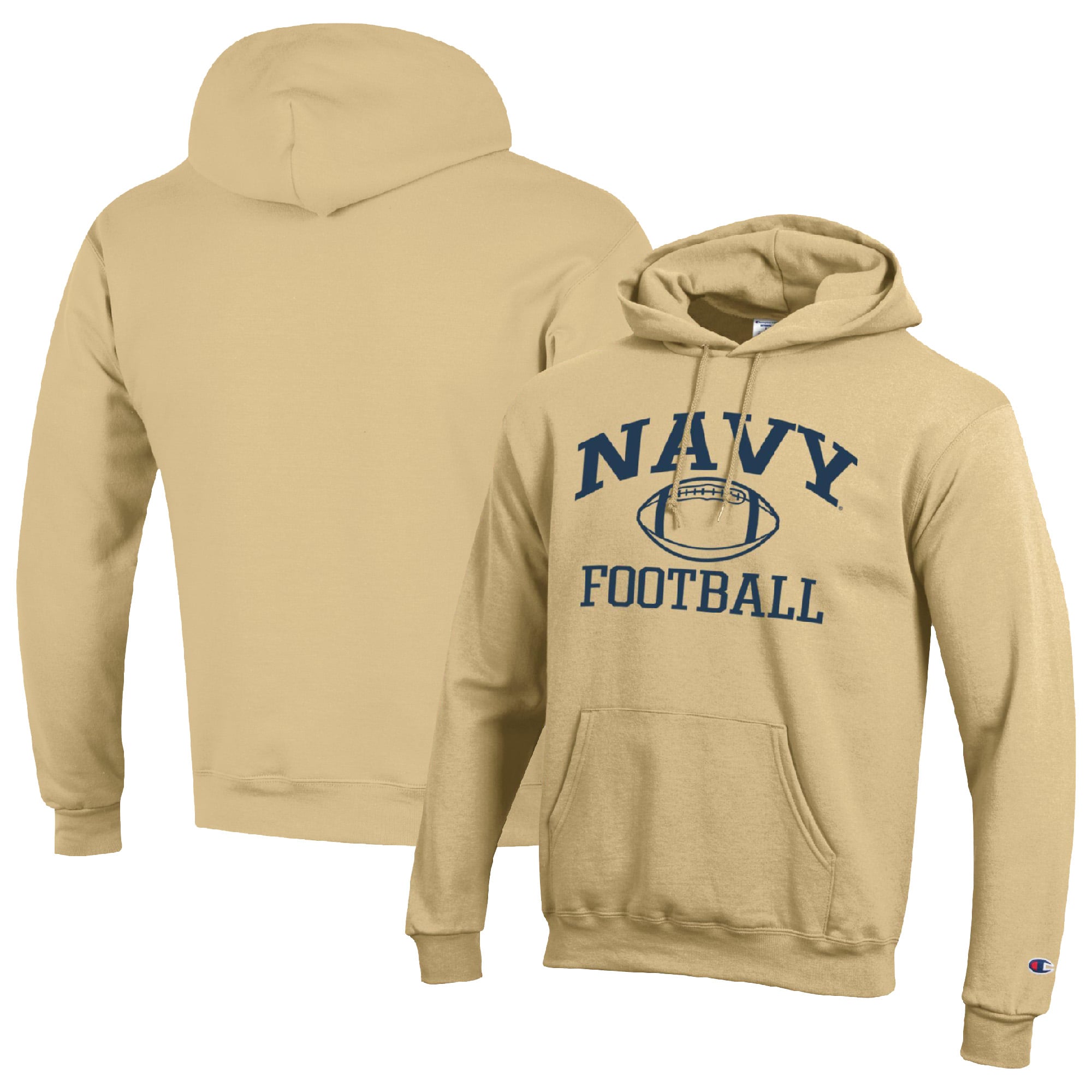 Men's Champion Gold Navy Midshipmen Football Icon Pullover Hoodie