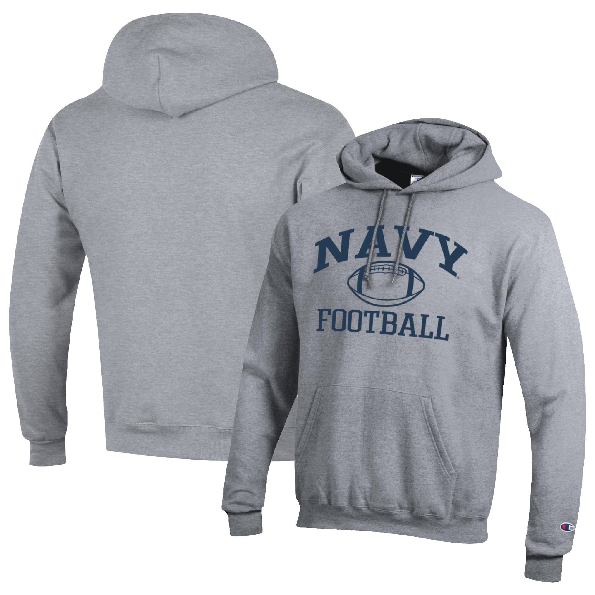 Men's Champion Heather Gray Navy Midshipmen Football Icon Pullover Hoodie