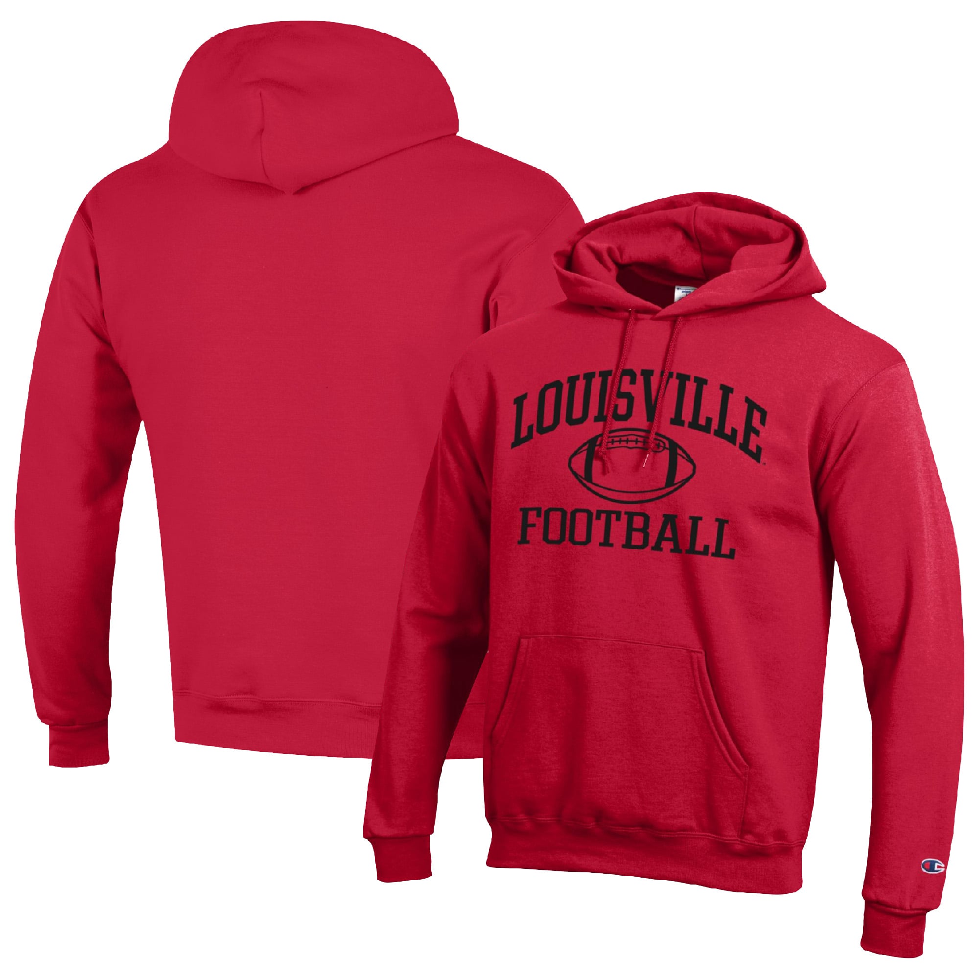 Men's Champion Red Louisville Cardinals Football Icon Pullover Hoodie