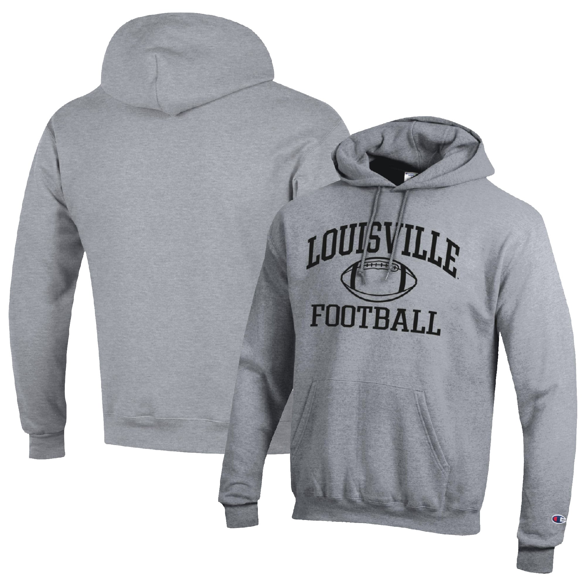 Men's Champion Heather Gray Louisville Cardinals Football Icon Pullover Hoodie