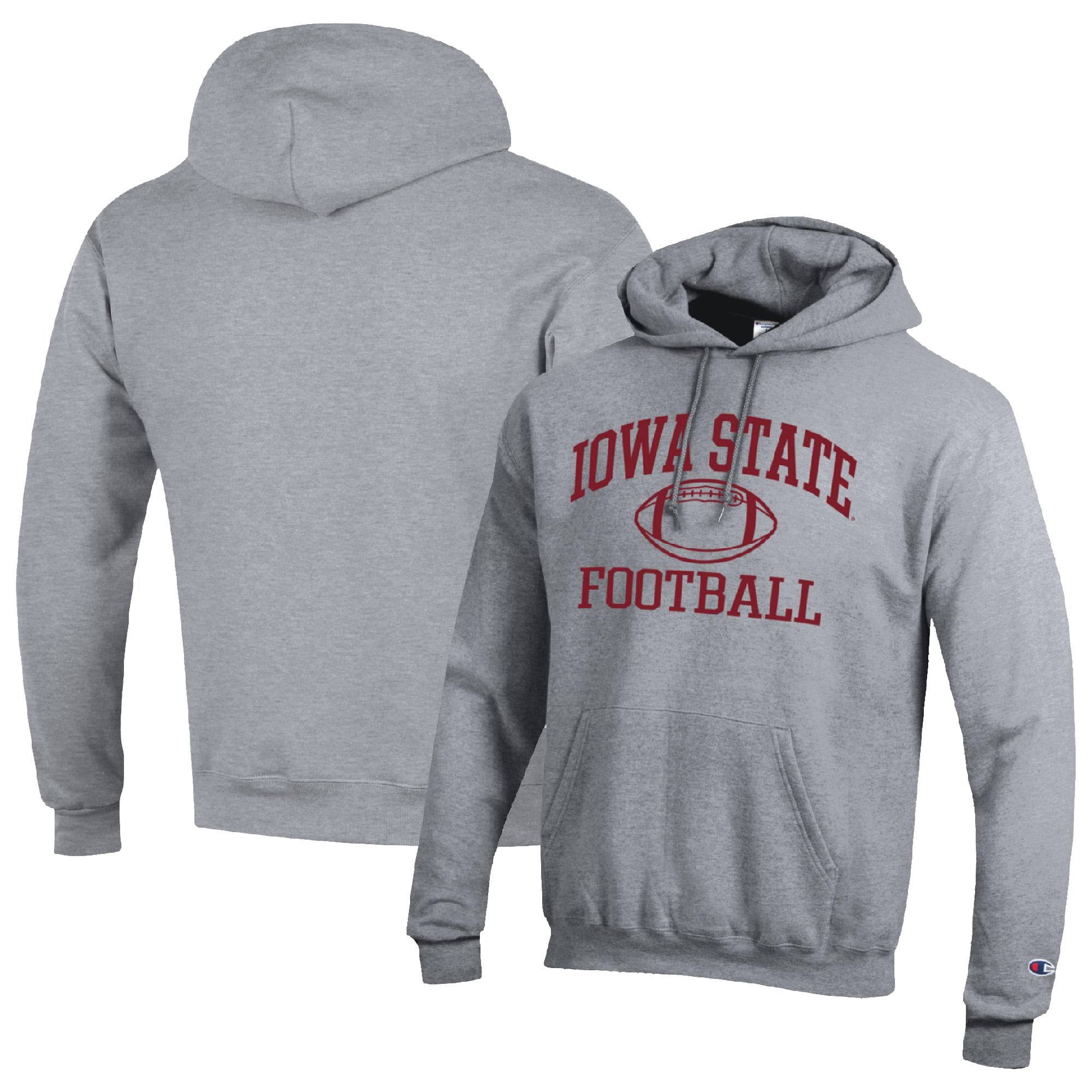 Men's Champion Heather Gray Iowa State Cyclones Football Icon Pullover Hoodie