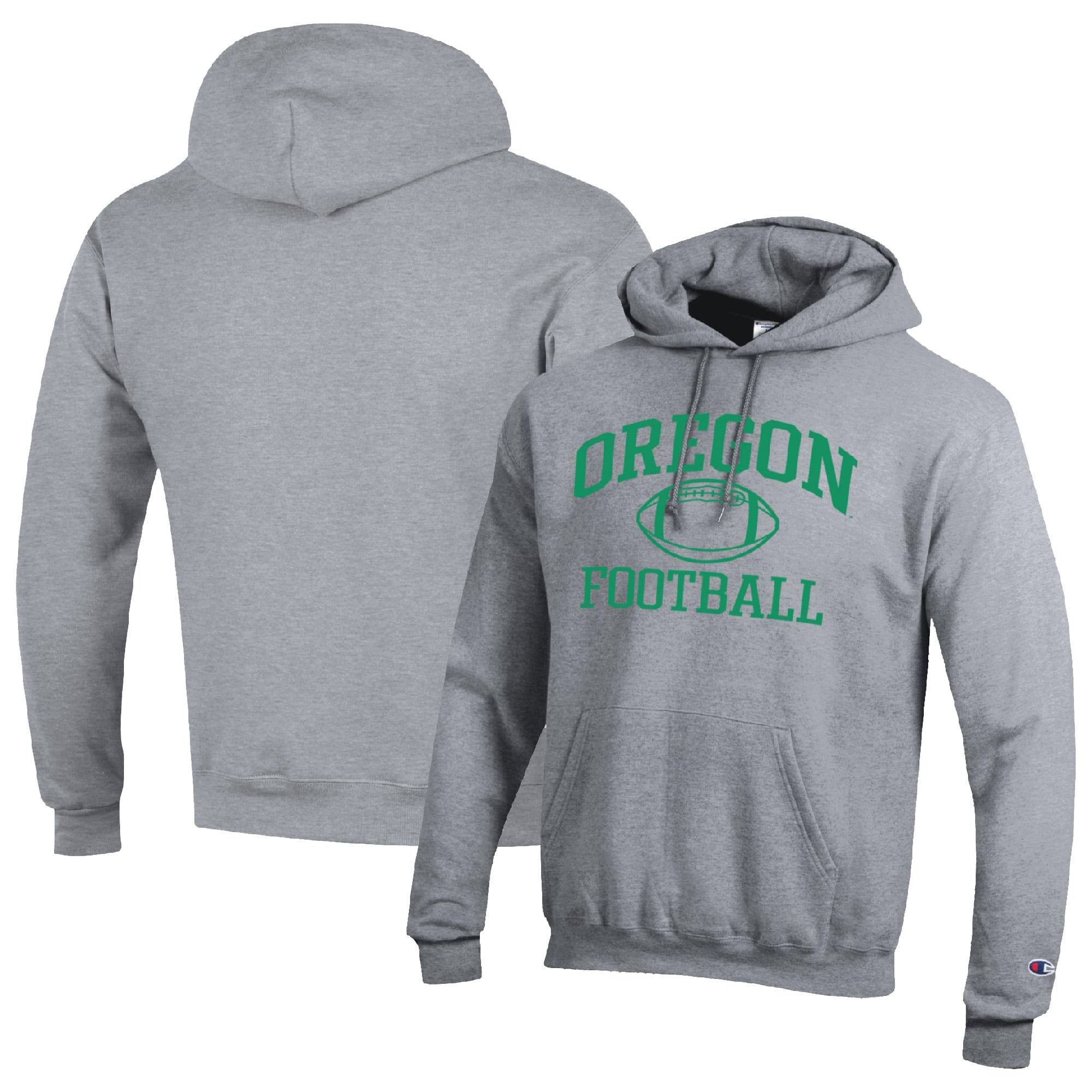 Men's Champion Heather Gray Oregon Ducks Football Icon Pullover Hoodie