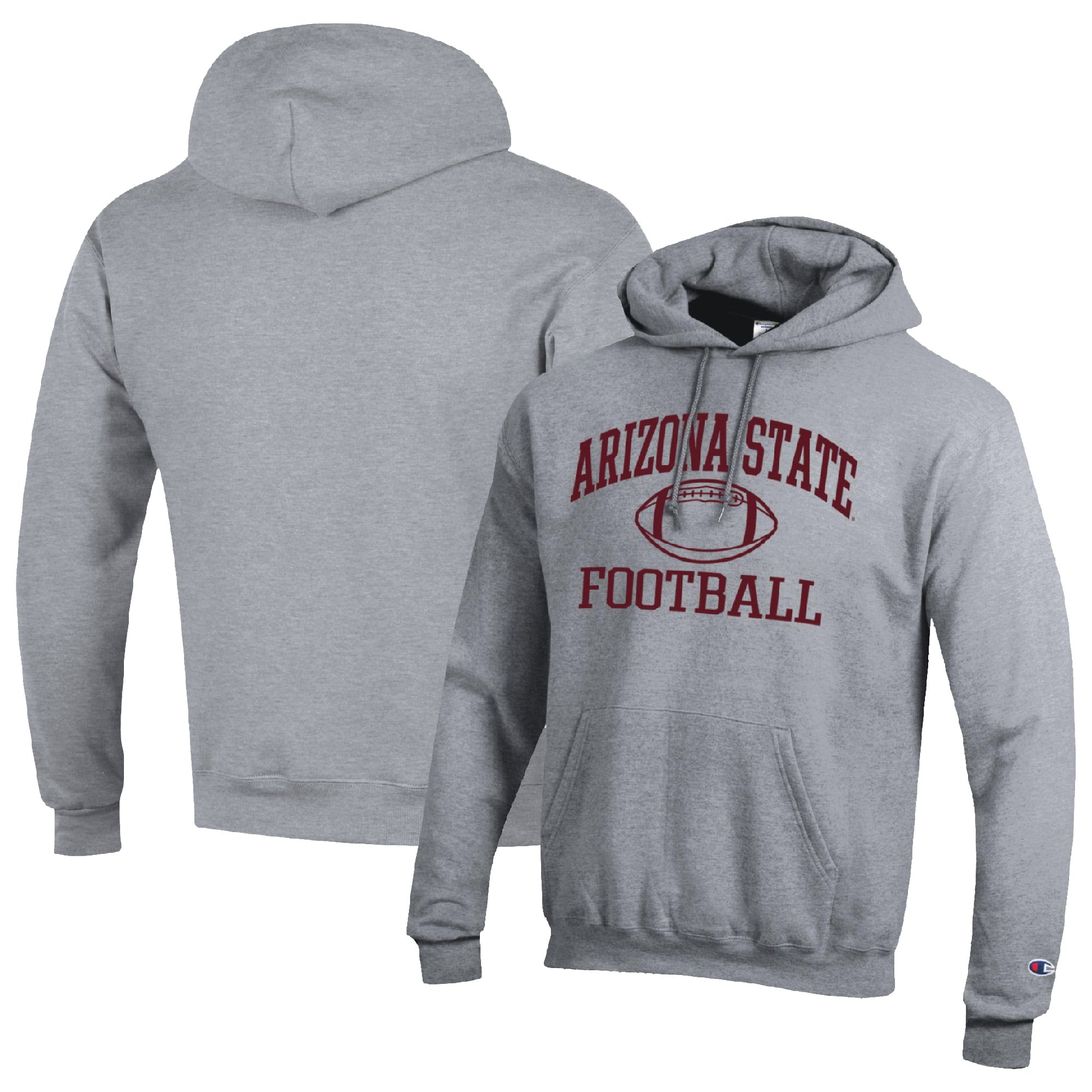 Men's Champion Heather Gray Arizona State Sun Devils Football Icon Pullover Hoodie