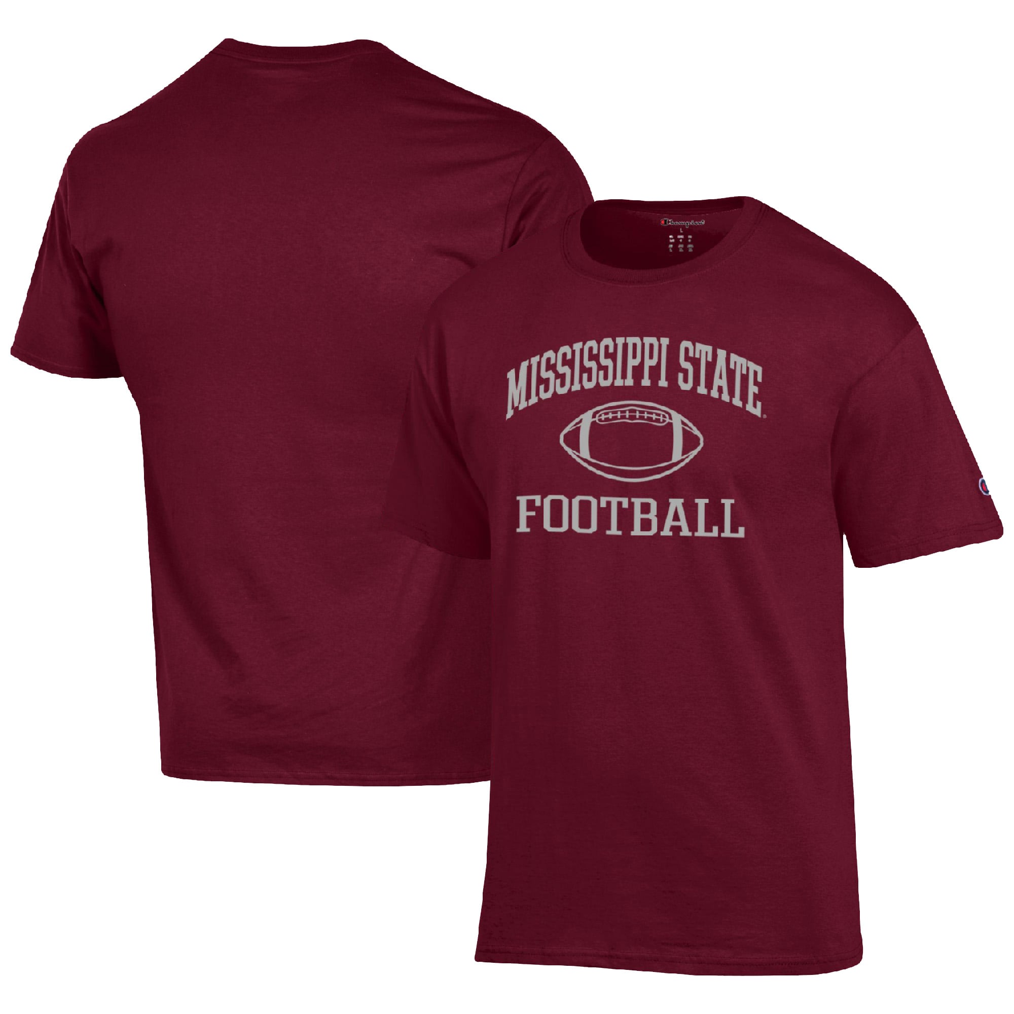 Men's Champion Maroon Mississippi State Bulldogs Football Icon  T-Shirt