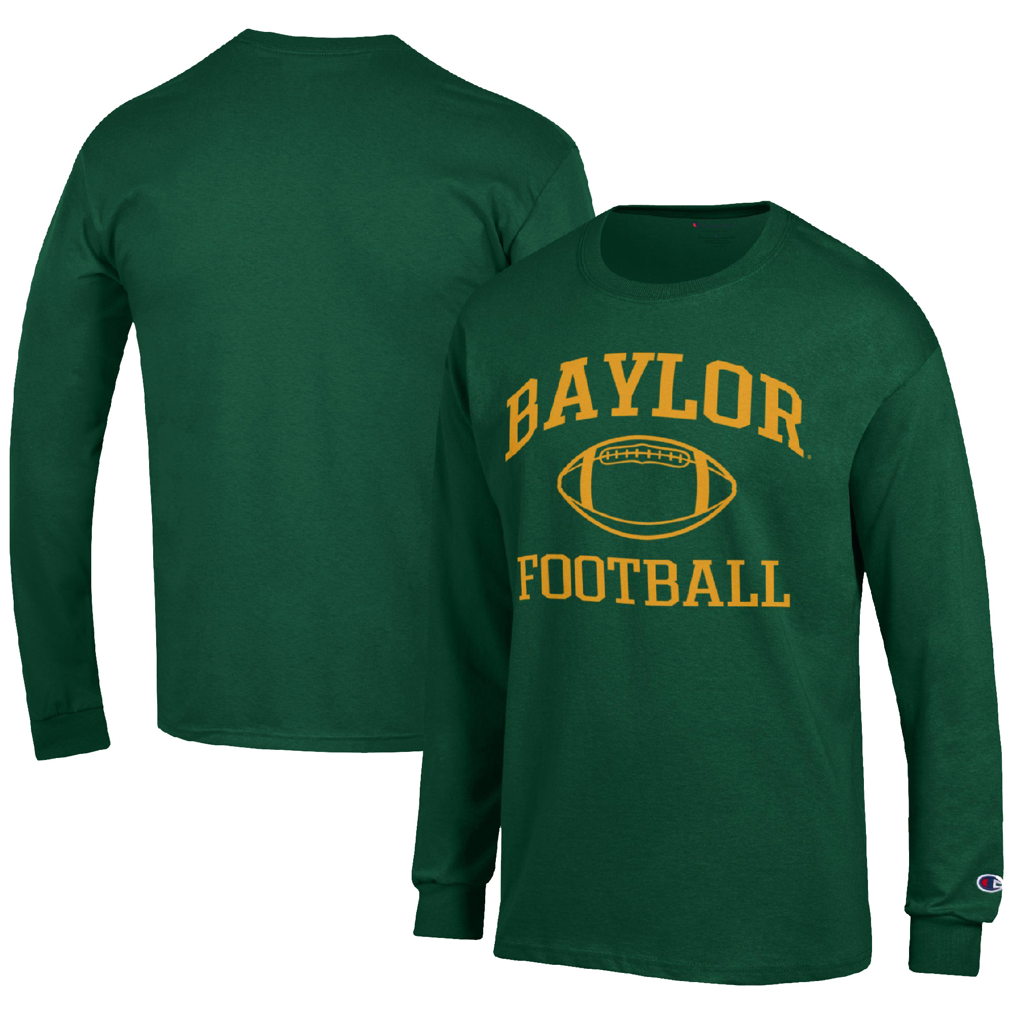 Men's Champion Green Baylor Bears Football Icon Long Sleeve T-Shirt