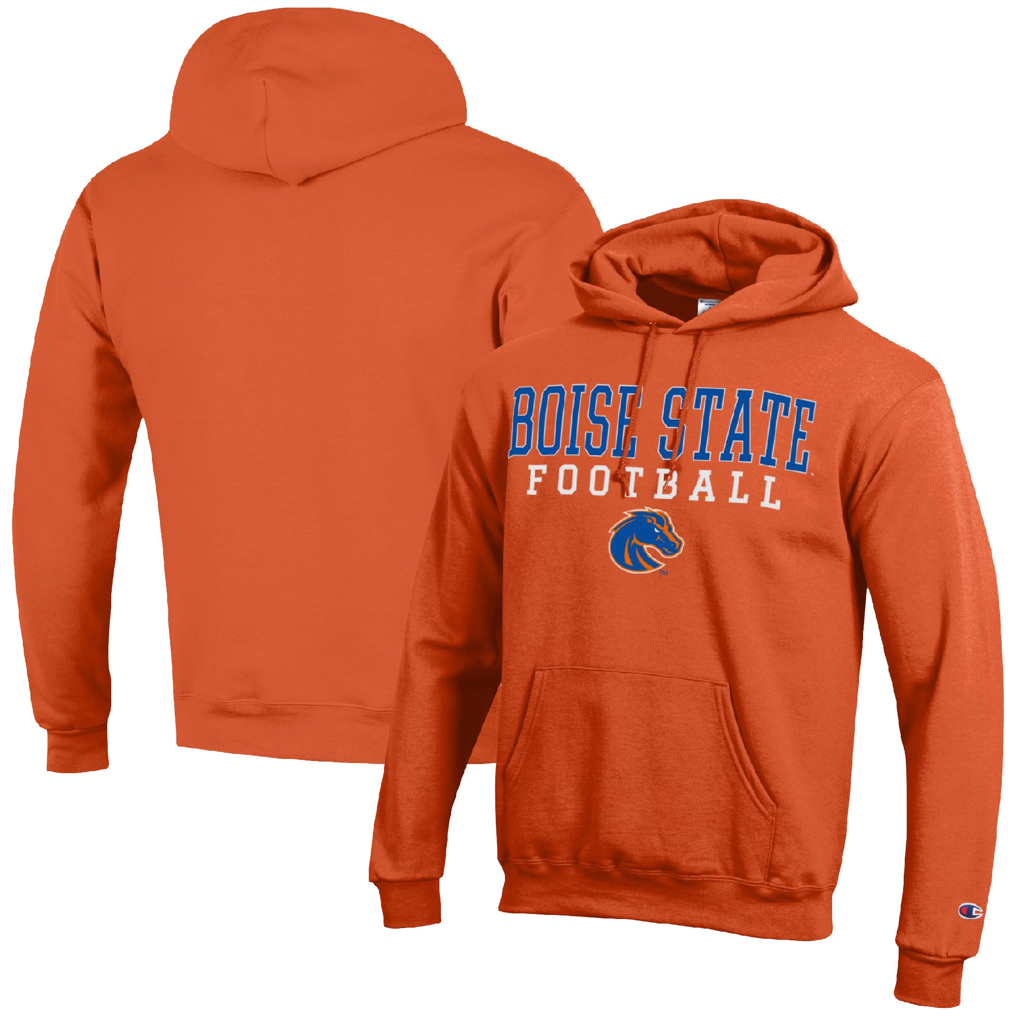 Men's Champion Orange Boise State Broncos Football Stack Pullover Hoodie