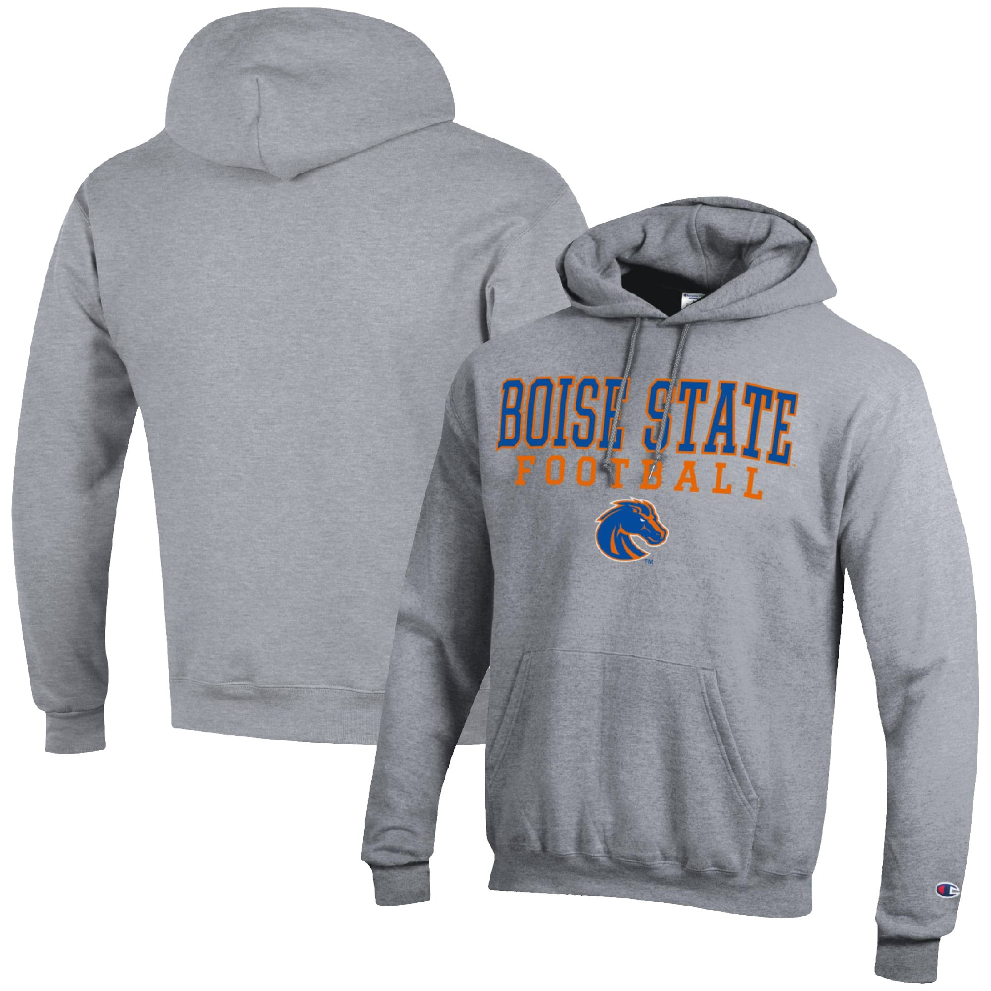 Men's Champion Heather Gray Boise State Broncos Football Stack Pullover Hoodie