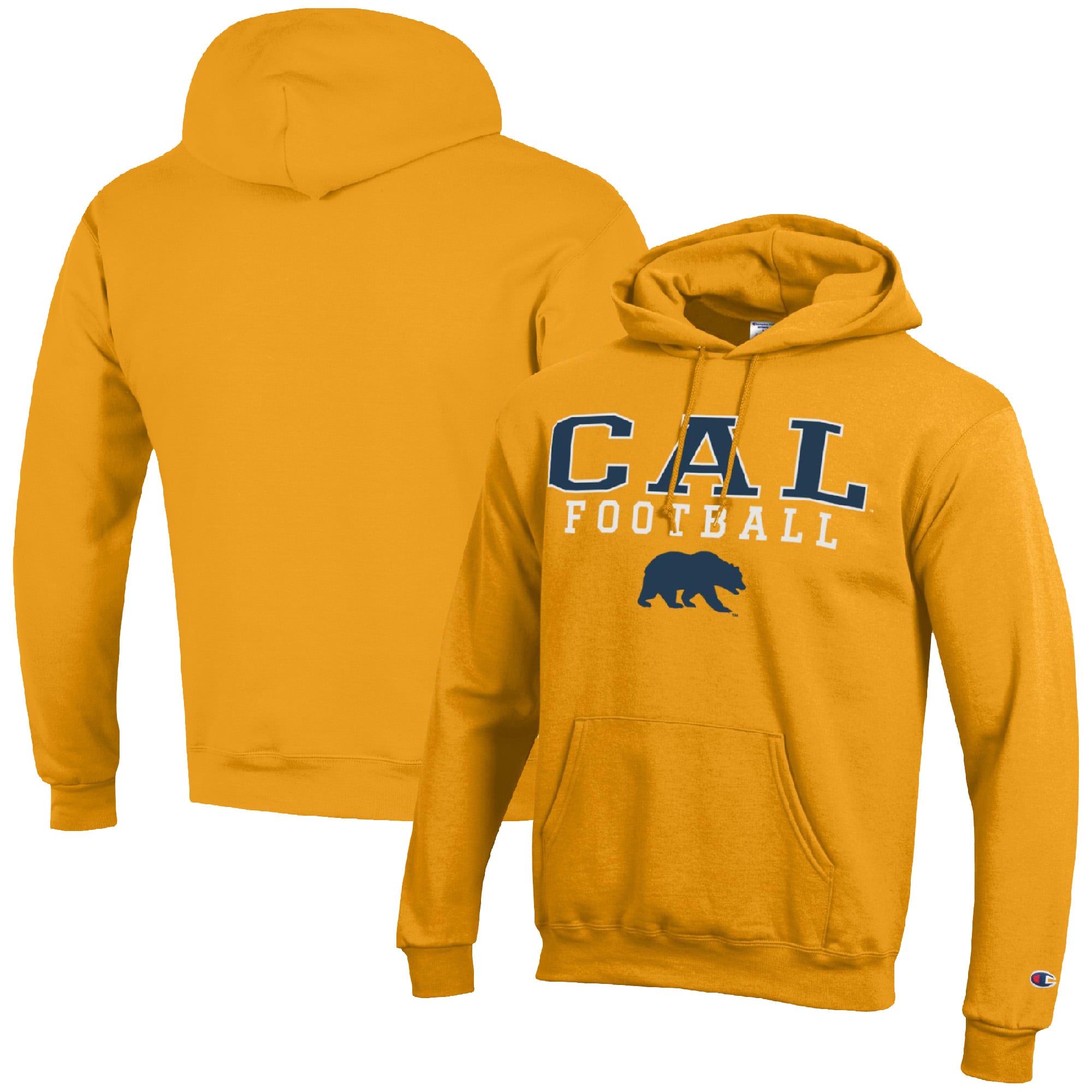 Men's Champion Gold Cal Bears Football Stack Pullover Hoodie