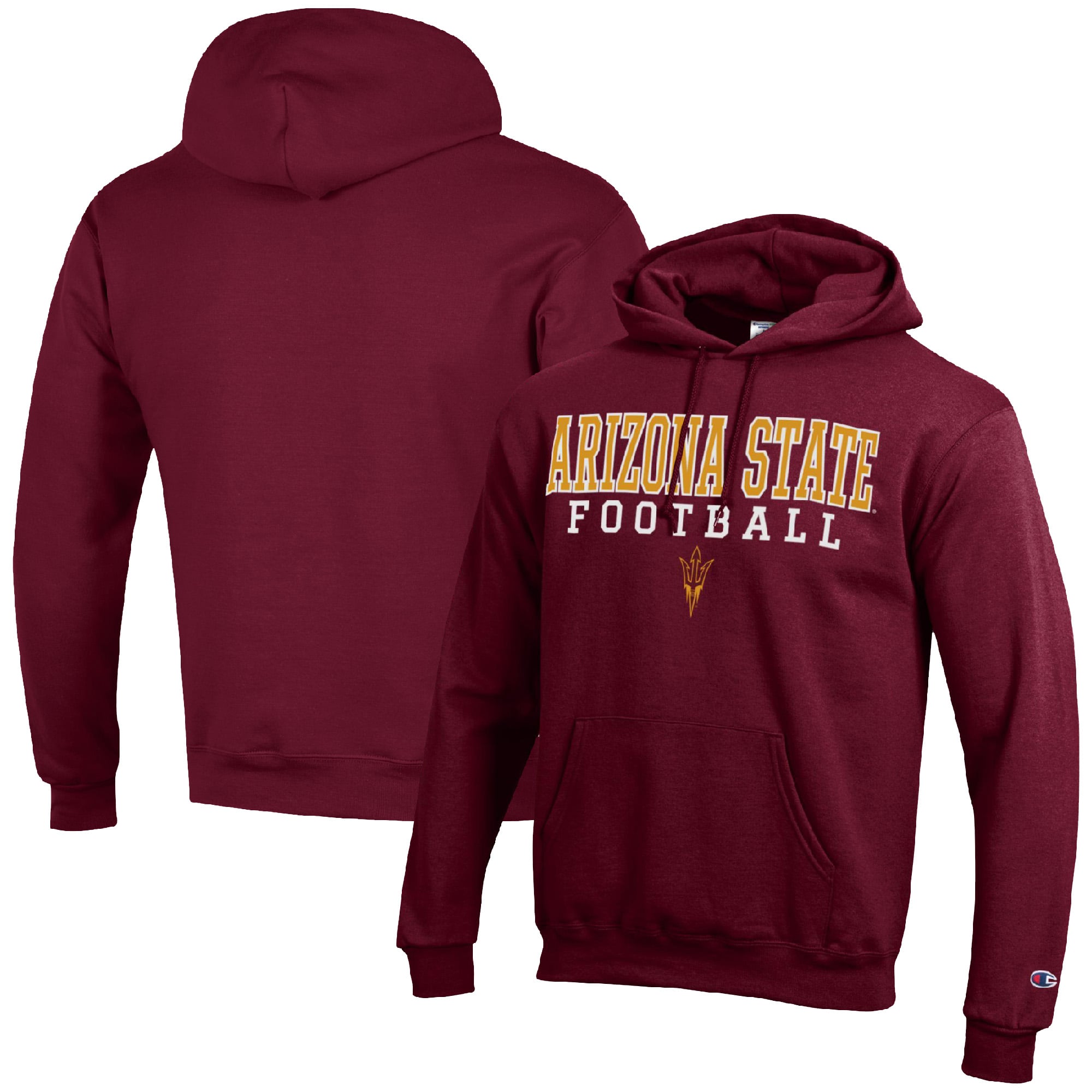 Men's Champion Maroon Arizona State Sun Devils Football Stack Pullover Hoodie