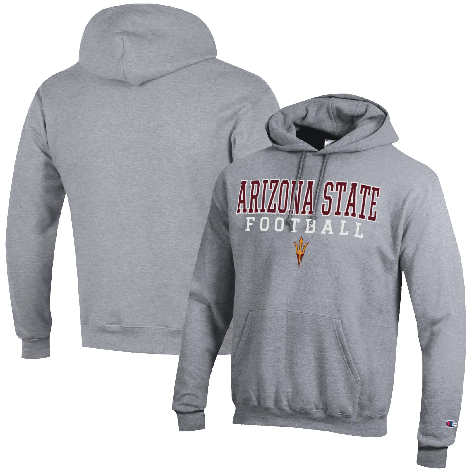 Men's Champion Heather Gray Arizona State Sun Devils Football Stack Pullover Hoodie