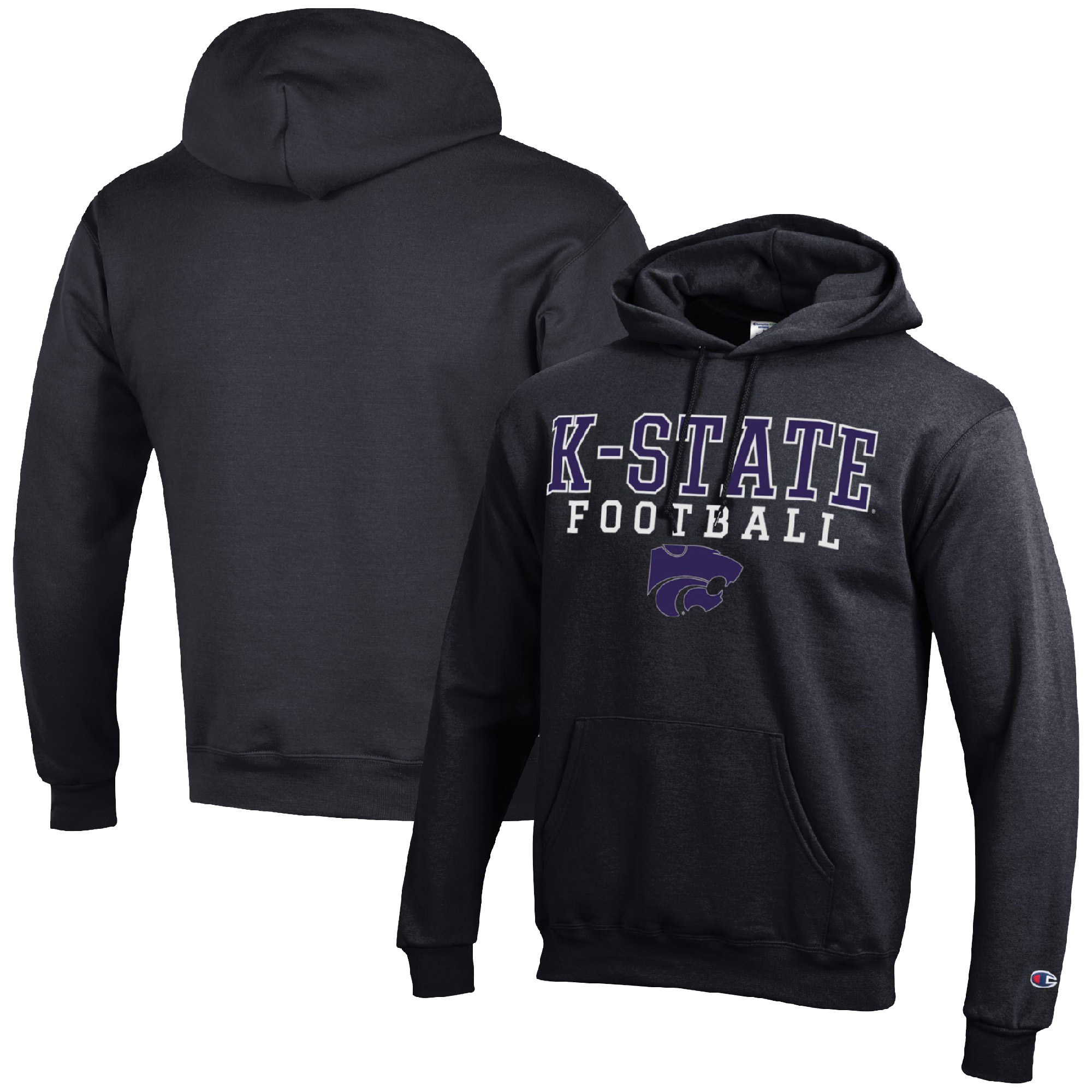 Men’s Champion Black Kansas State Wildcats Football Stack Pullover Hoodie Men’s Champion Black Kansas State Wildcats Football Stack Pullover Hoodie