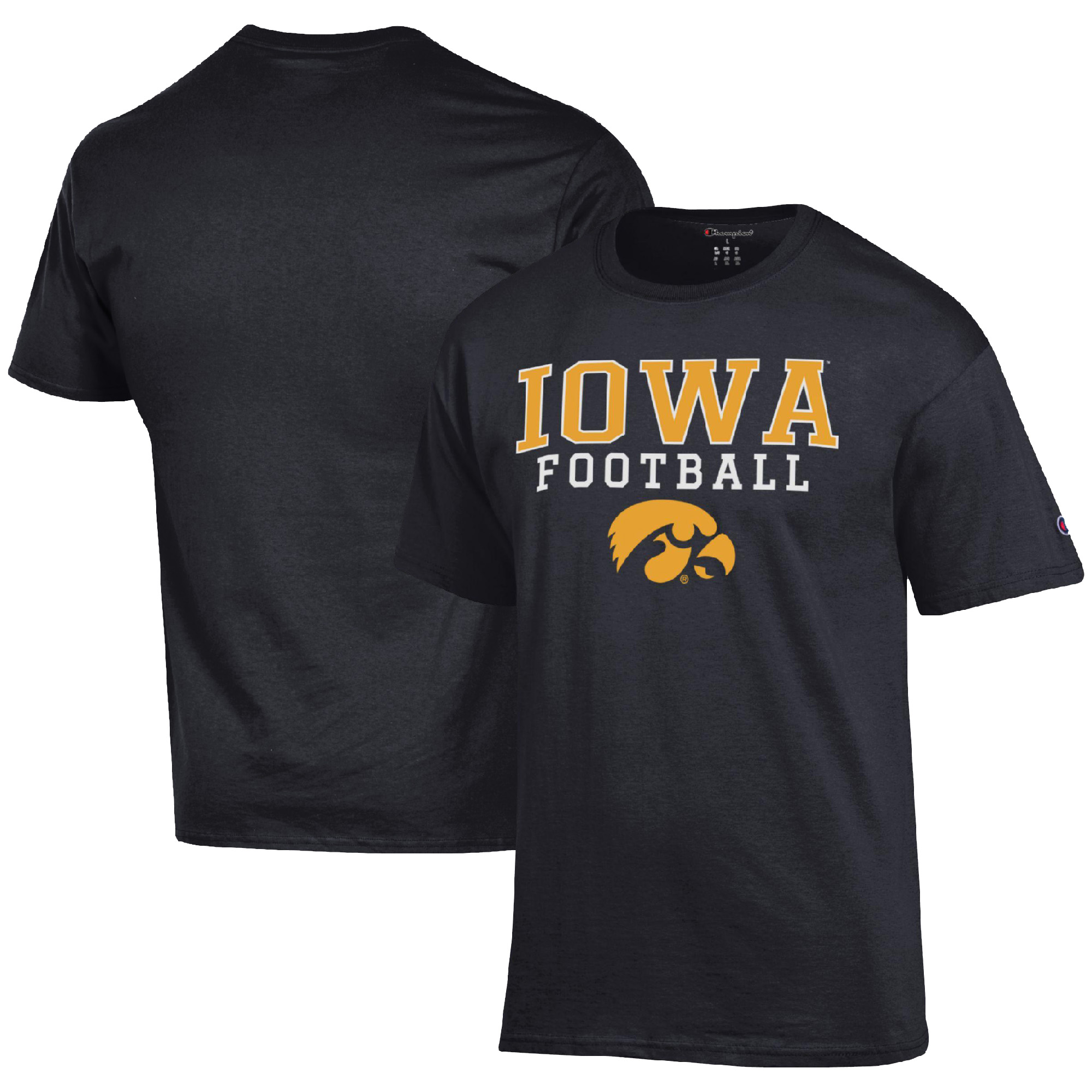 Men’s Champion Black Iowa Hawkeyes Football Stack T-Shirt Men’s Champion Black Iowa Hawkeyes Football Stack T-Shirt