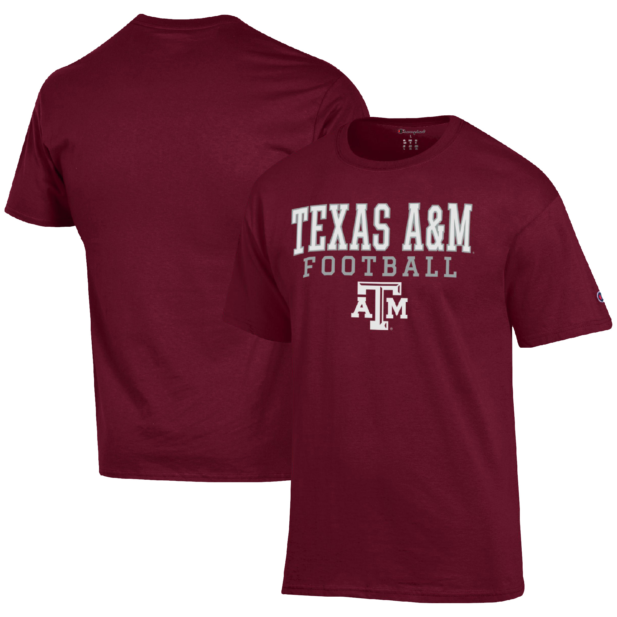 Men’s Champion Maroon Texas A&M Aggies Football Stack T-Shirt Men’s Champion Maroon Texas A&M Aggies Football Stack T-Shirt