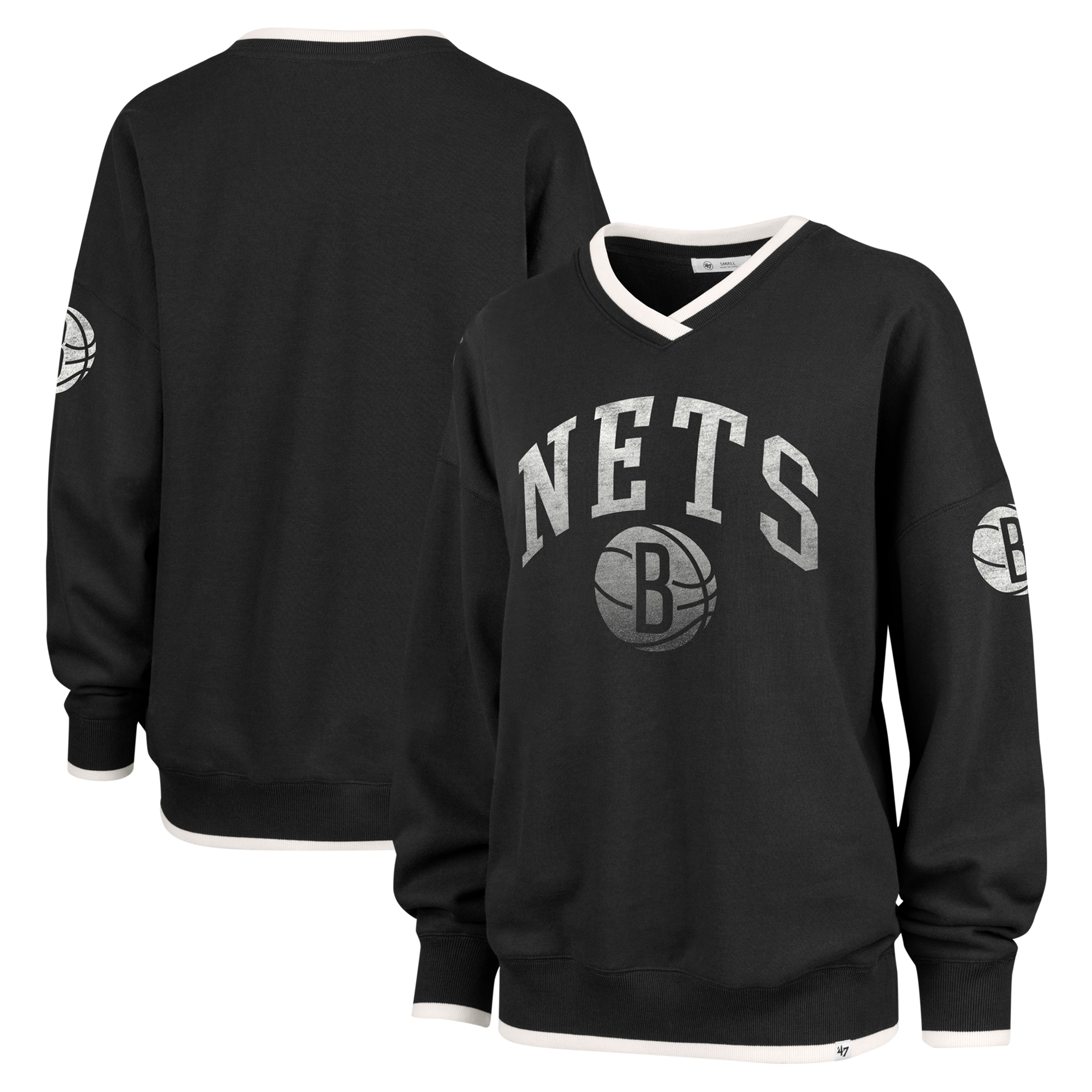 Women’s ’47 Black Brooklyn Nets Rise Wax Pack Daze ’80s Oversize Pullover Sweatshirt Women’s ’47 Black Brooklyn Nets Rise Wax Pack Daze ’80s Oversize Pullover Sweatshirt