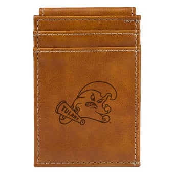 Brown Tulane Green Wave Front Pocket Wallet