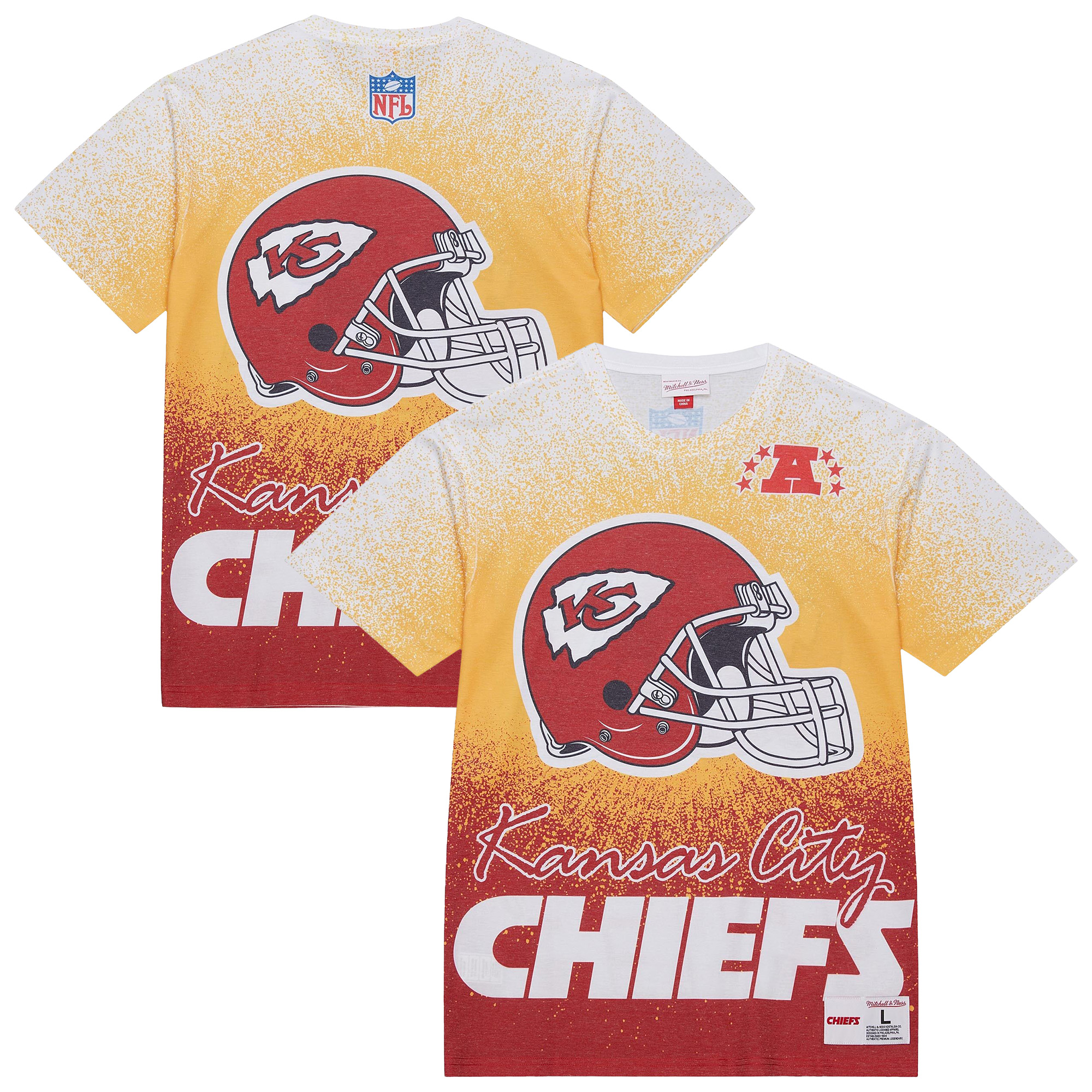 Men's Mitchell & Ness White Kansas City Chiefs Team Burst Vintage Logo T-Shirt