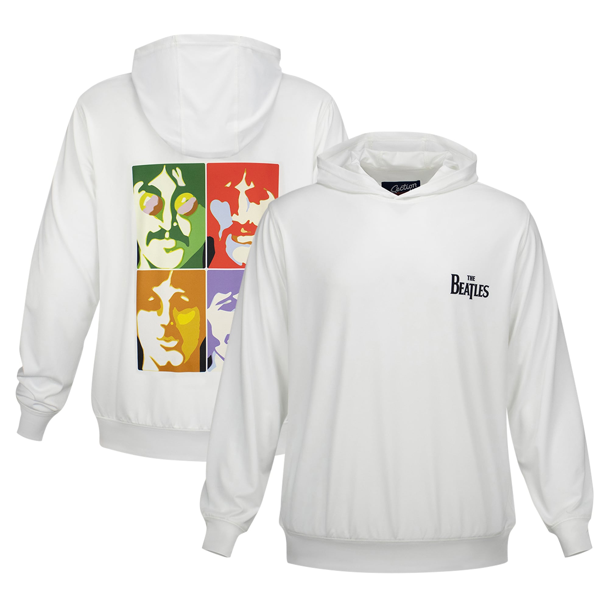 Unisex Section 119 White The Beatles Logo and Faces UPF 50 Pullover Hoodie