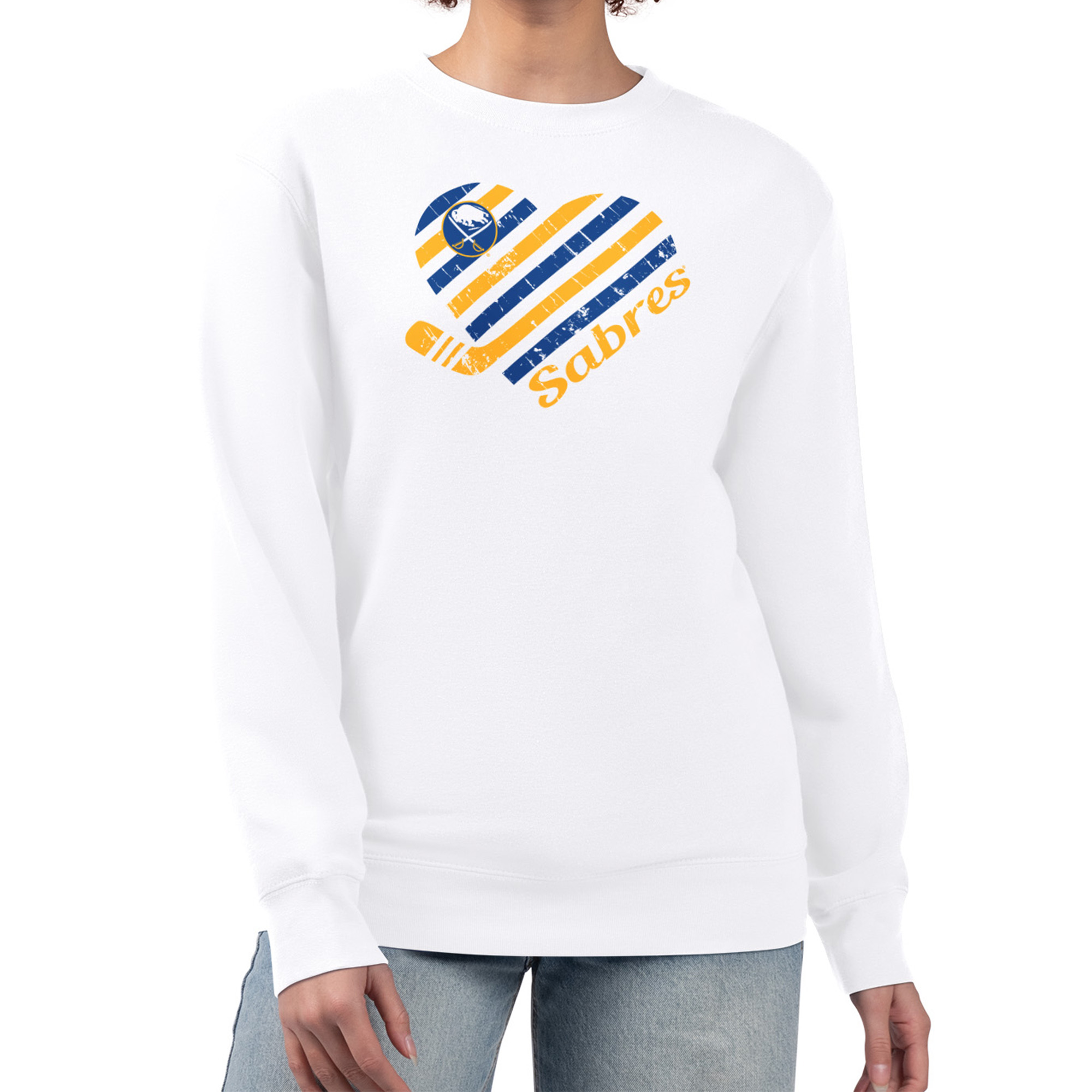 Women’s G-III 4Her by Carl Banks White Buffalo Sabres Heart Graphic Pullover Sweatshirt Women’s G-III 4Her by Carl Banks White Buffalo Sabres Heart Graphic Pullover Sweatshirt