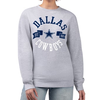 Women's G-III 4Her by Carl Banks Heather Gray Dallas Cowboys Large Team Graphic Fleece Pullover Sweatshirt