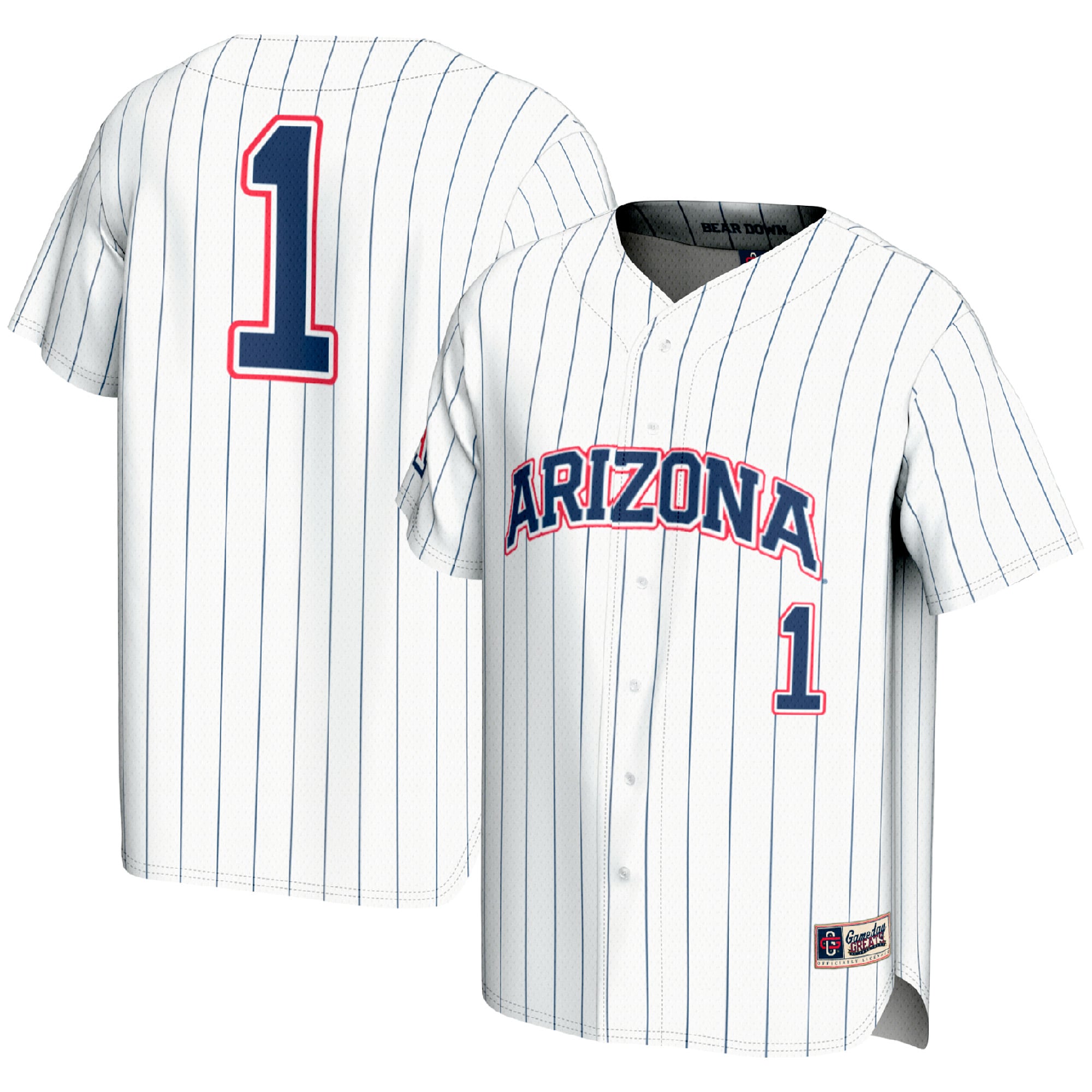 Men's GameDay Greats #1 White Arizona Wildcats Lightweight Baseball Fashion Jersey