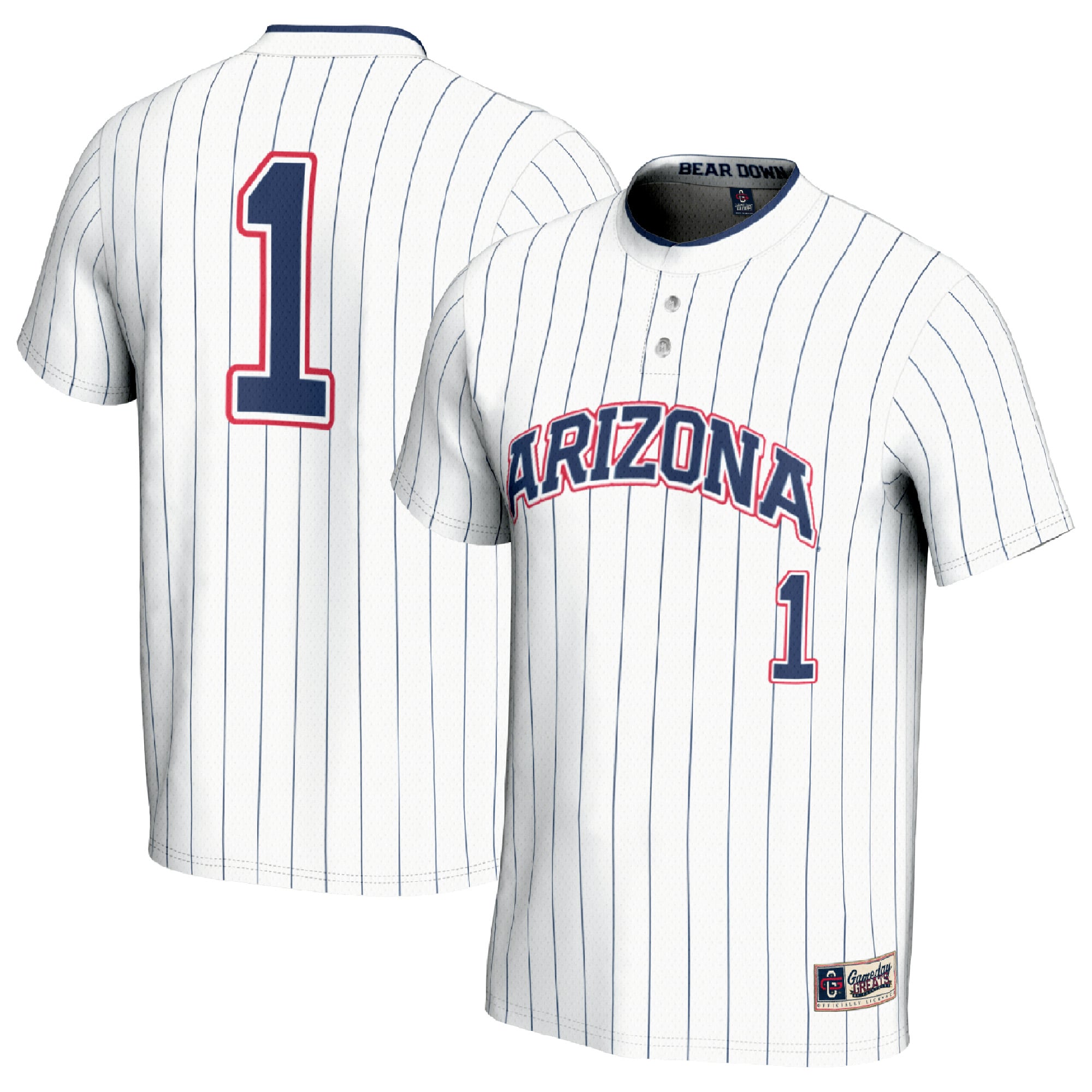Unisex GameDay Greats #1 White Arizona Wildcats Lightweight Softball Fashion Jersey