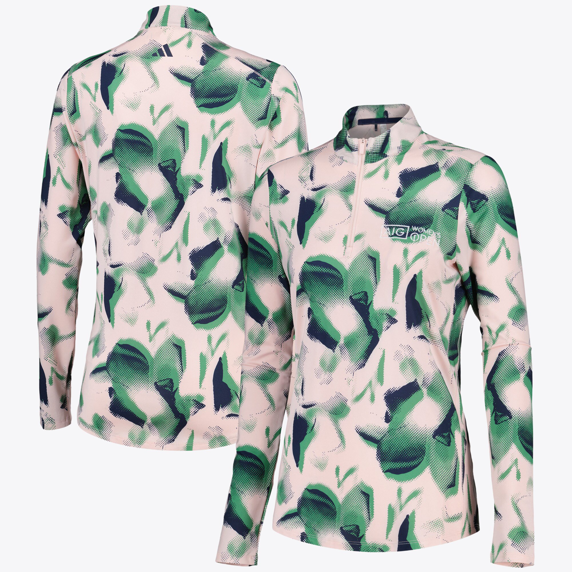 Strato intermedio con cerniera 1/4 AIG Women's Open St Andrews adidas Ultimate365 Printed Mock - Rosado - Donna