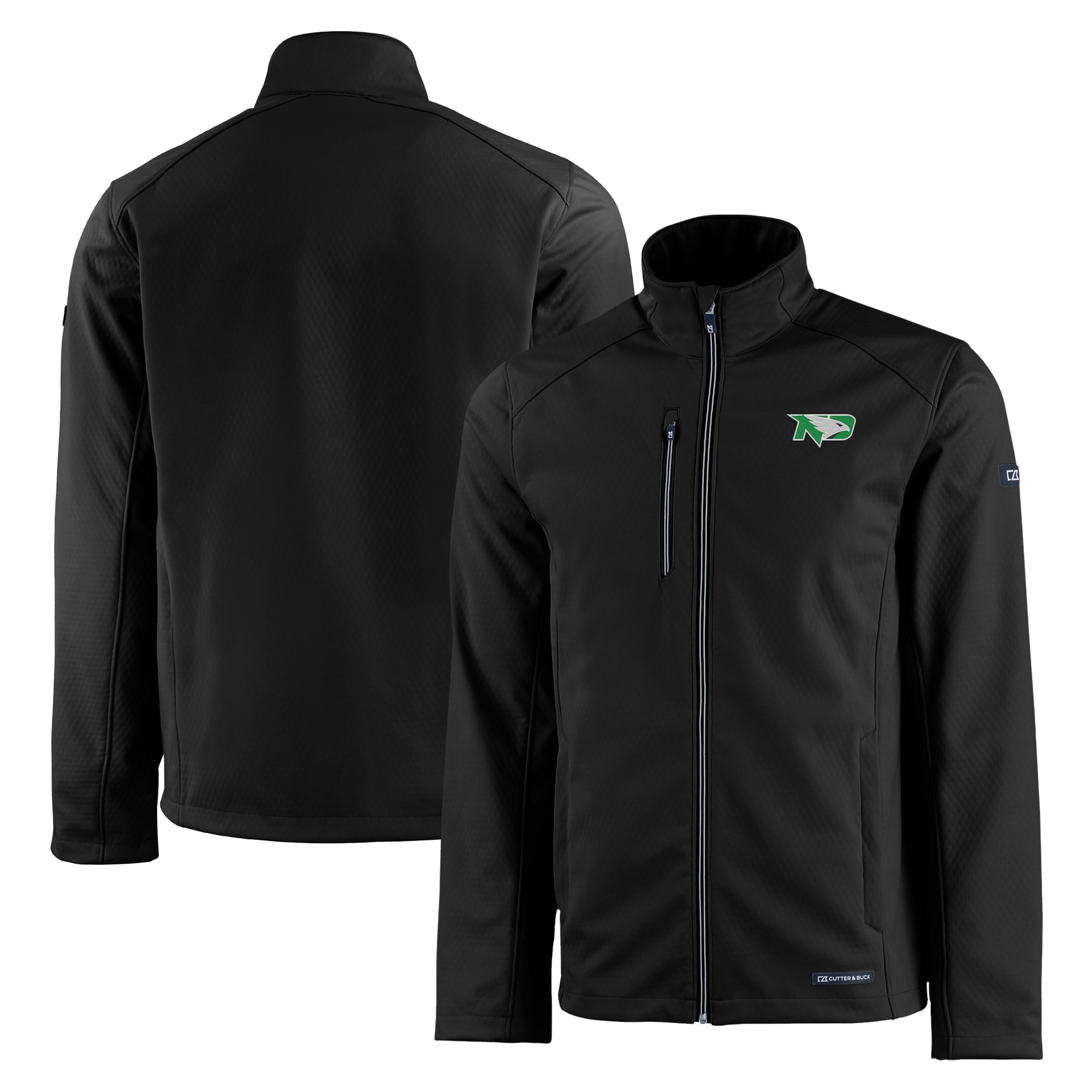 Men's Cutter & Buck Black North Dakota Evoke Eco Softshell Recycled Full-Zip Jacket