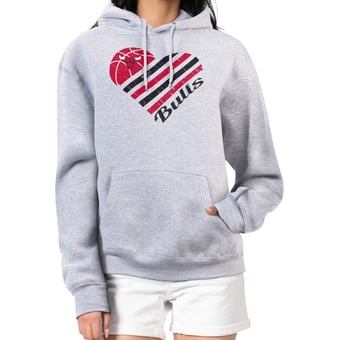 Women's G-III 4Her by Carl Banks  Heather Gray Chicago Bulls  Heart Pullover Hoodie