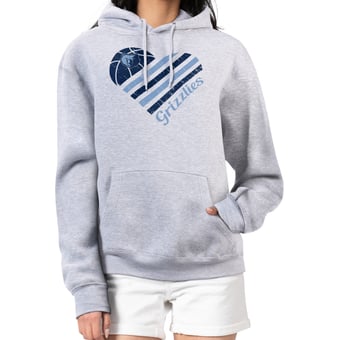 Women's G-III 4Her by Carl Banks  Heather Gray Memphis Grizzlies  Heart Pullover Hoodie