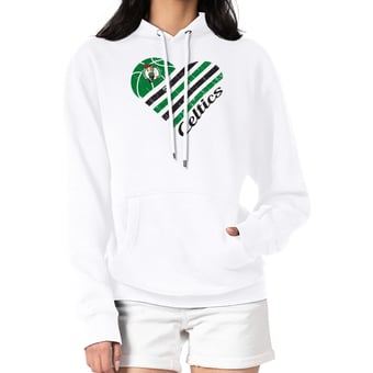 Women's G-III 4Her by Carl Banks  White Boston Celtics  Heart Pullover Hoodie