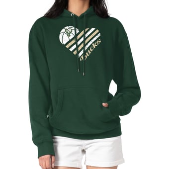Women's G-III 4Her by Carl Banks  Green Milwaukee Bucks  Heart Pullover Hoodie