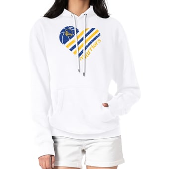 Women's G-III 4Her by Carl Banks  White Golden State Warriors  Heart Pullover Hoodie