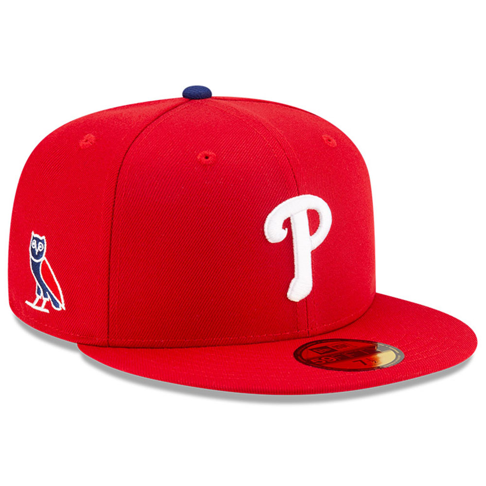 Men’s New Era Red Philadelphia Phillies OVO x MLB 59FIFTY Fitted Hat Men’s New Era Red Philadelphia Phillies OVO x MLB 59FIFTY Fitted Hat