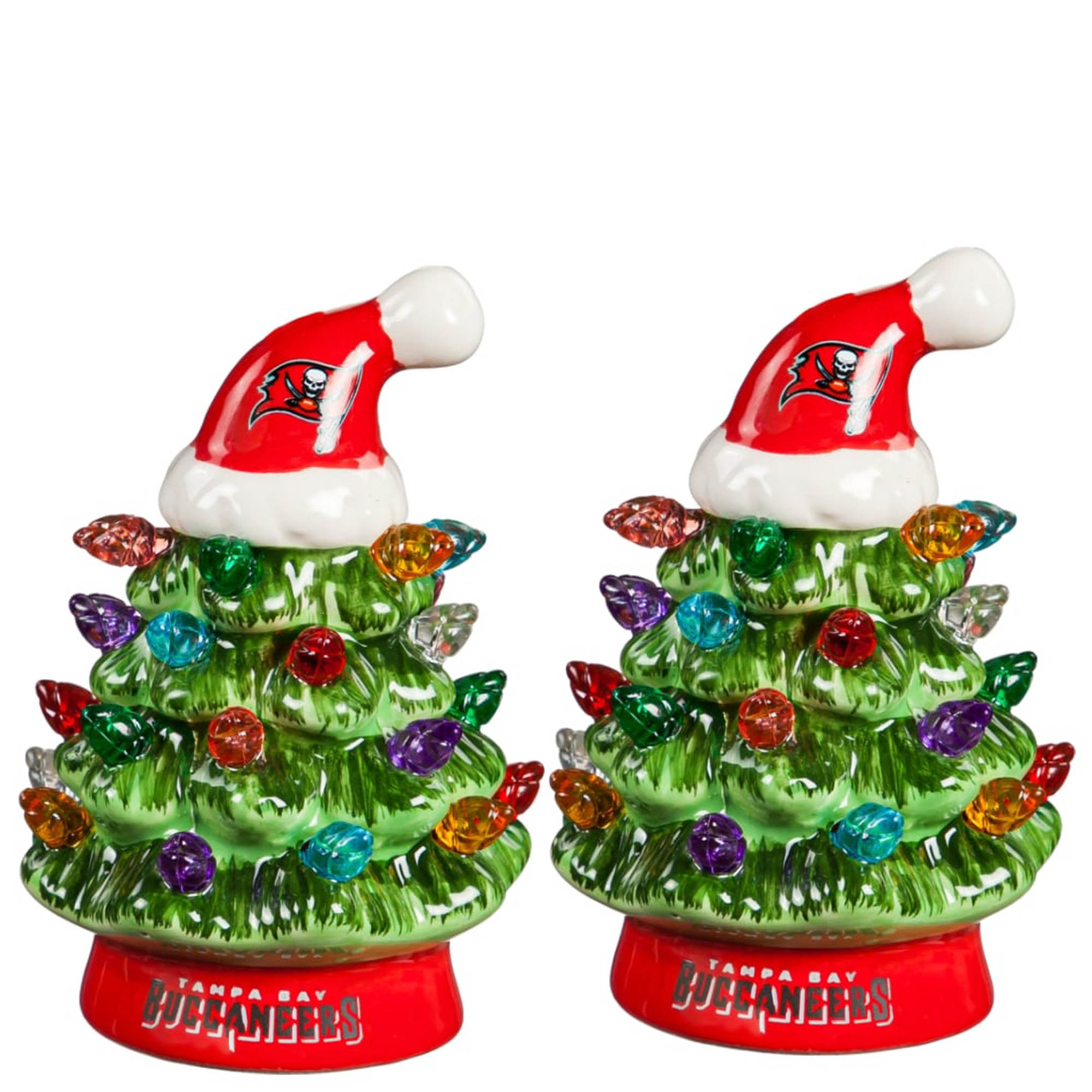 Tampa Bay Buccaneers 2-Pack 4" Ceramic LED Christmas Tree Set