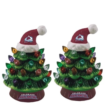 "Colorado Avalanche 2-Pack 4"" Ceramic LED Christmas Tree Set"