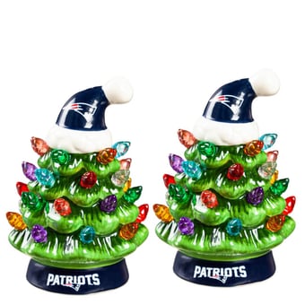 "New England Patriots 2-Pack 4"" Ceramic LED Christmas Tree Set"